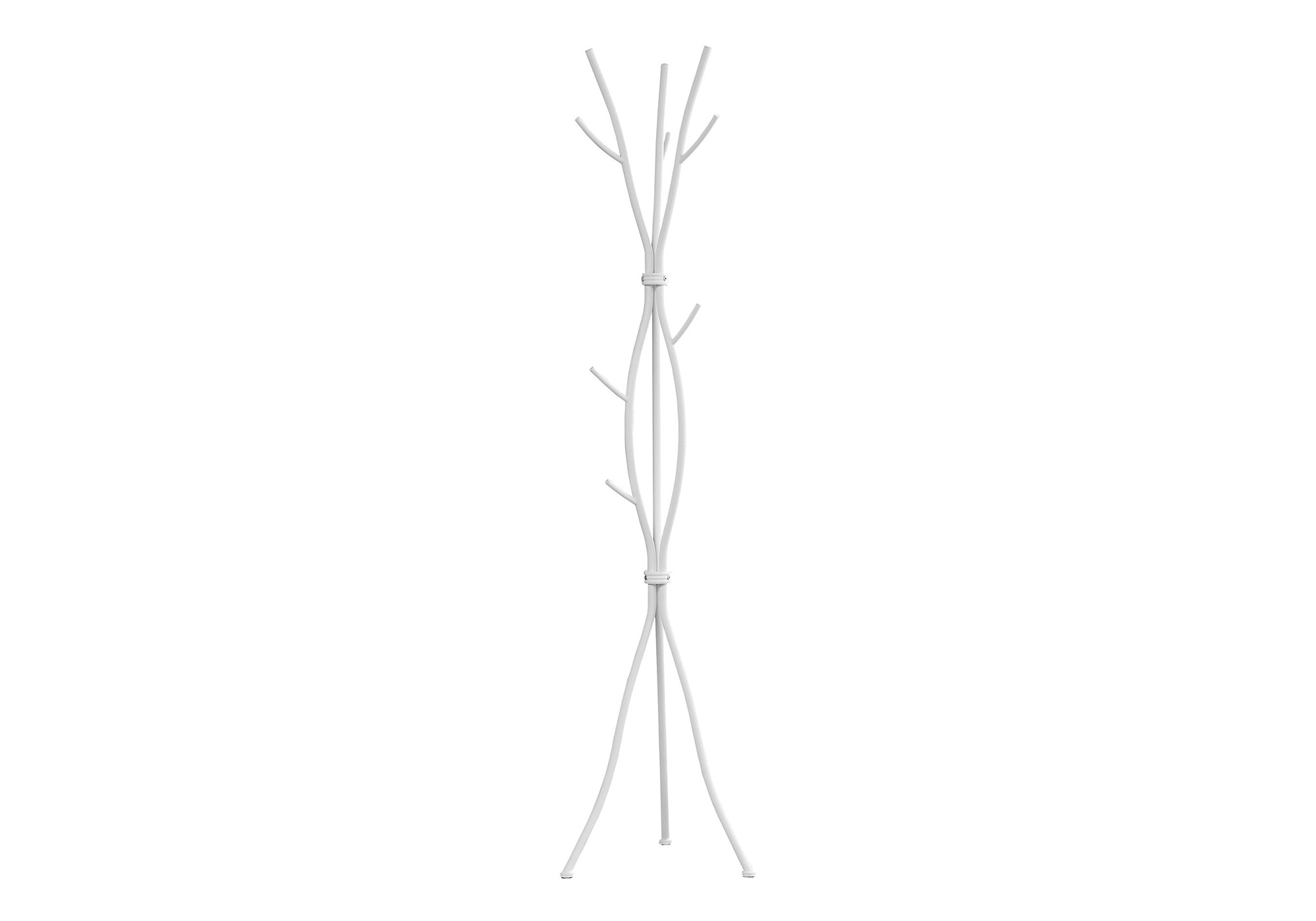 Modern White Metal Coat Rack, 11 Hooks, 74"H, Entryway Hall Tree