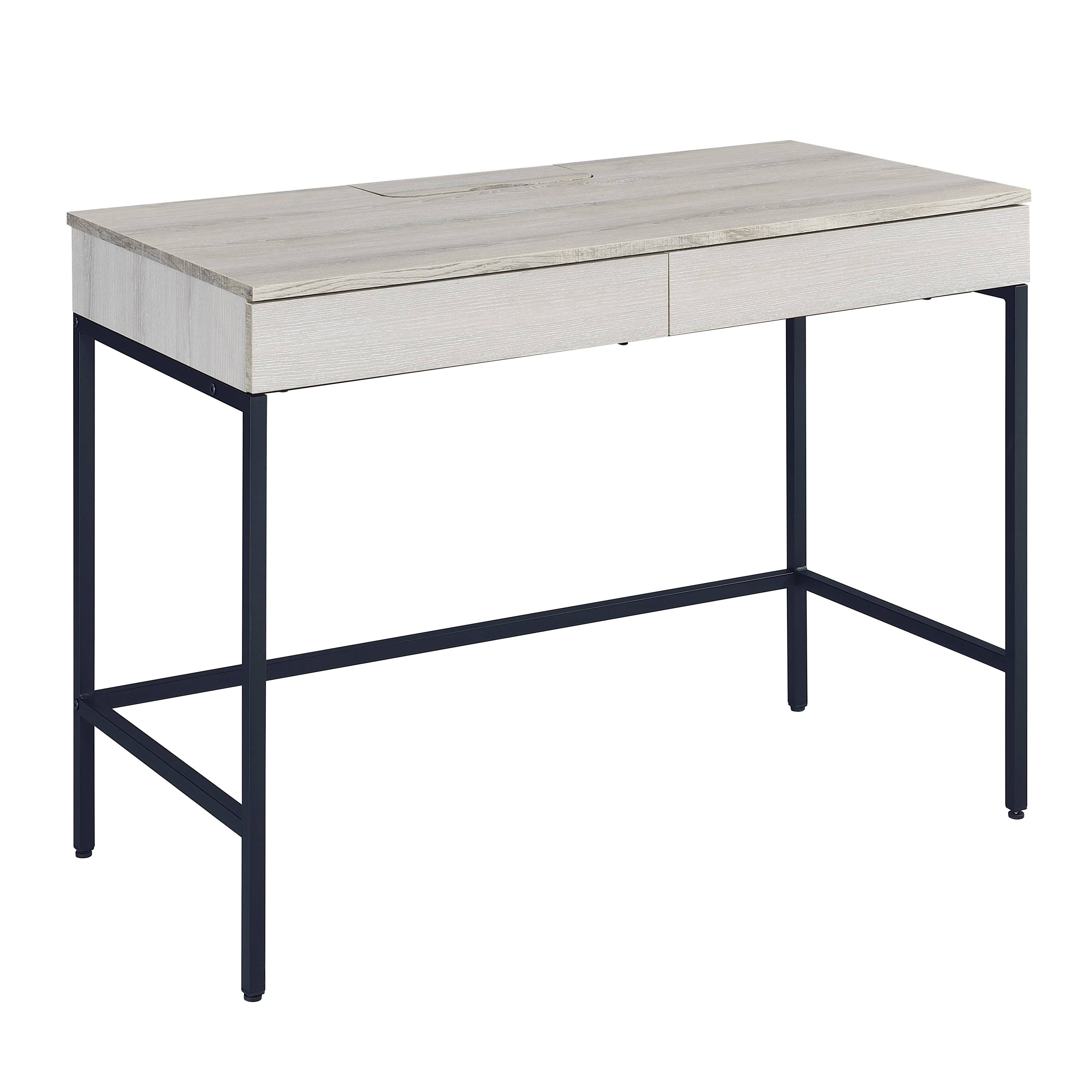 Natural & Black Writing Desk w/ 2 Drawers