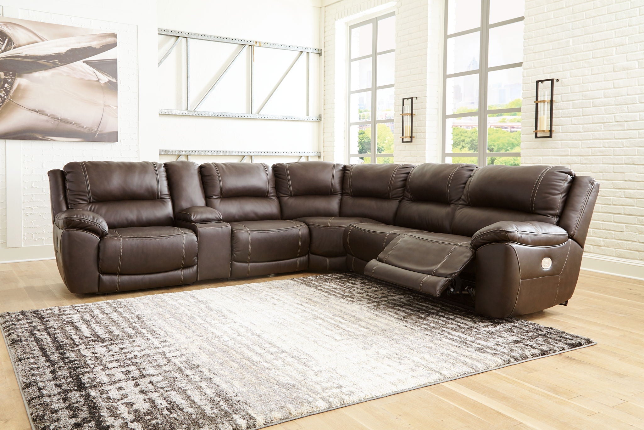Dunleith - Power Sectional 6 Pc - Chocolate