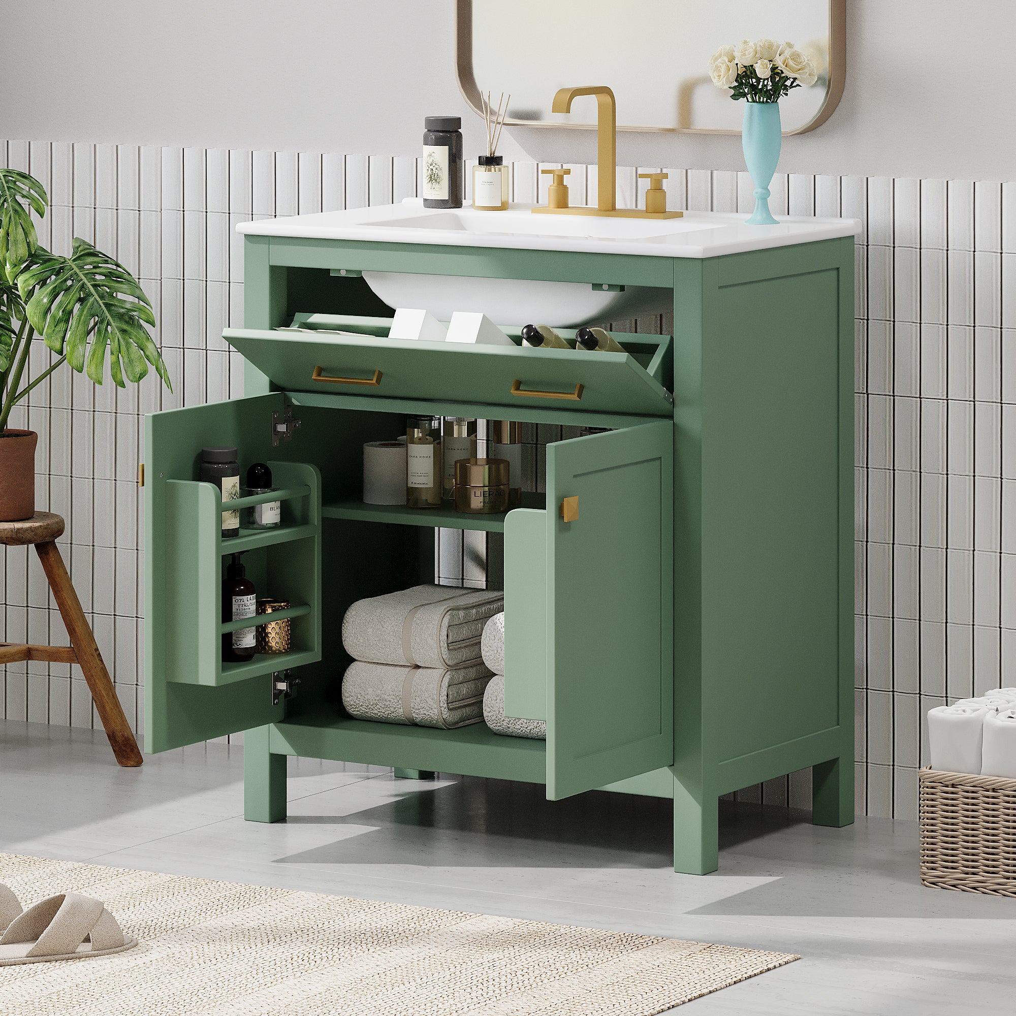 Modern Green 30" Bathroom Vanity with Sink