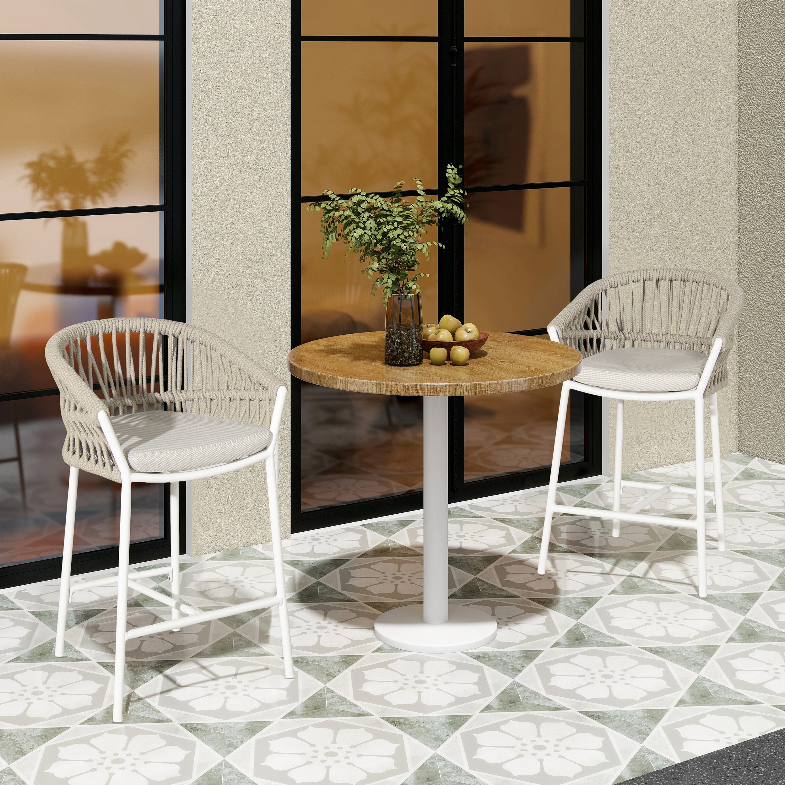 Maiden Beige Axroma Olefin Patio Counter Stools (2-Pack) 27"