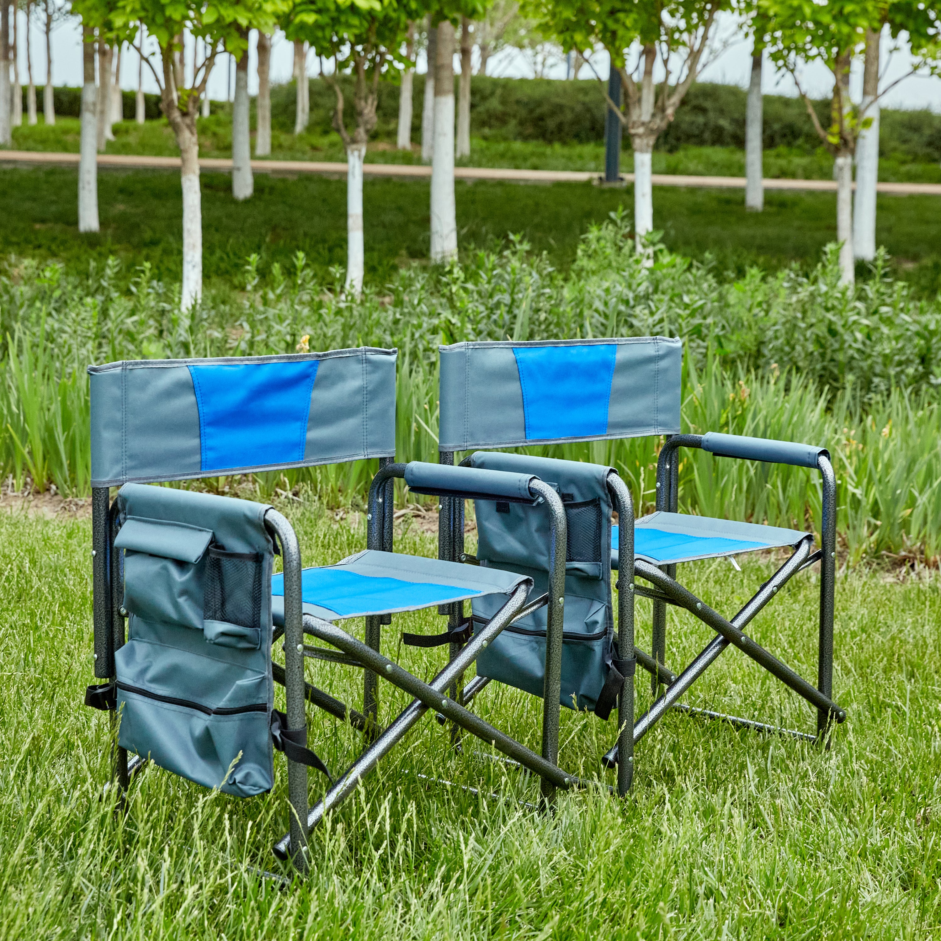 Folding Padded Outdoor Chair w/ Storage
