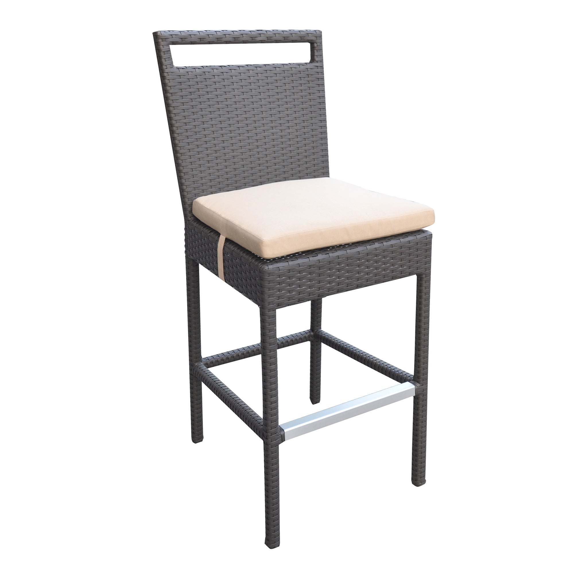 Tropez Wicker Patio Barstool w/Beige Cushions