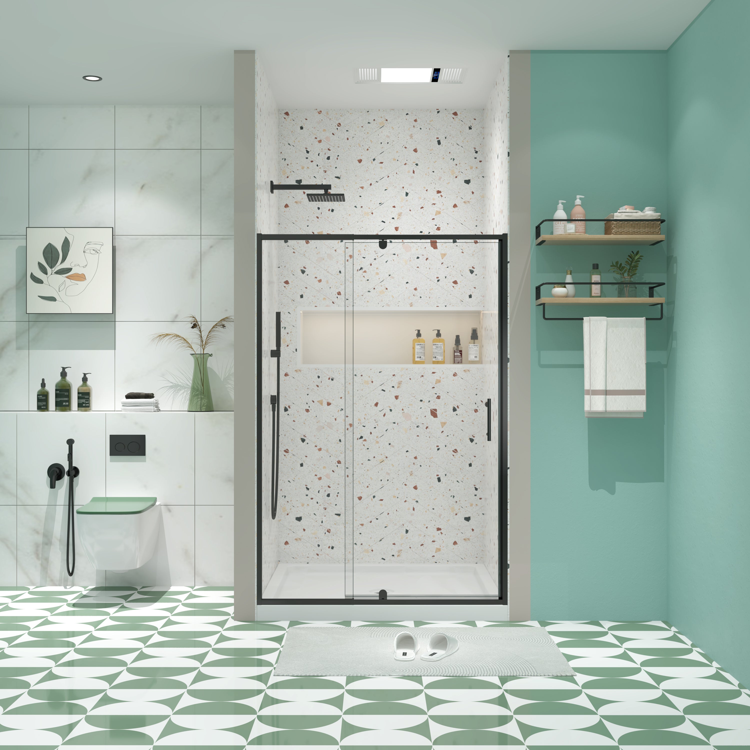 71"H Pivot/Sliding Glass Shower Door (38-42"W)