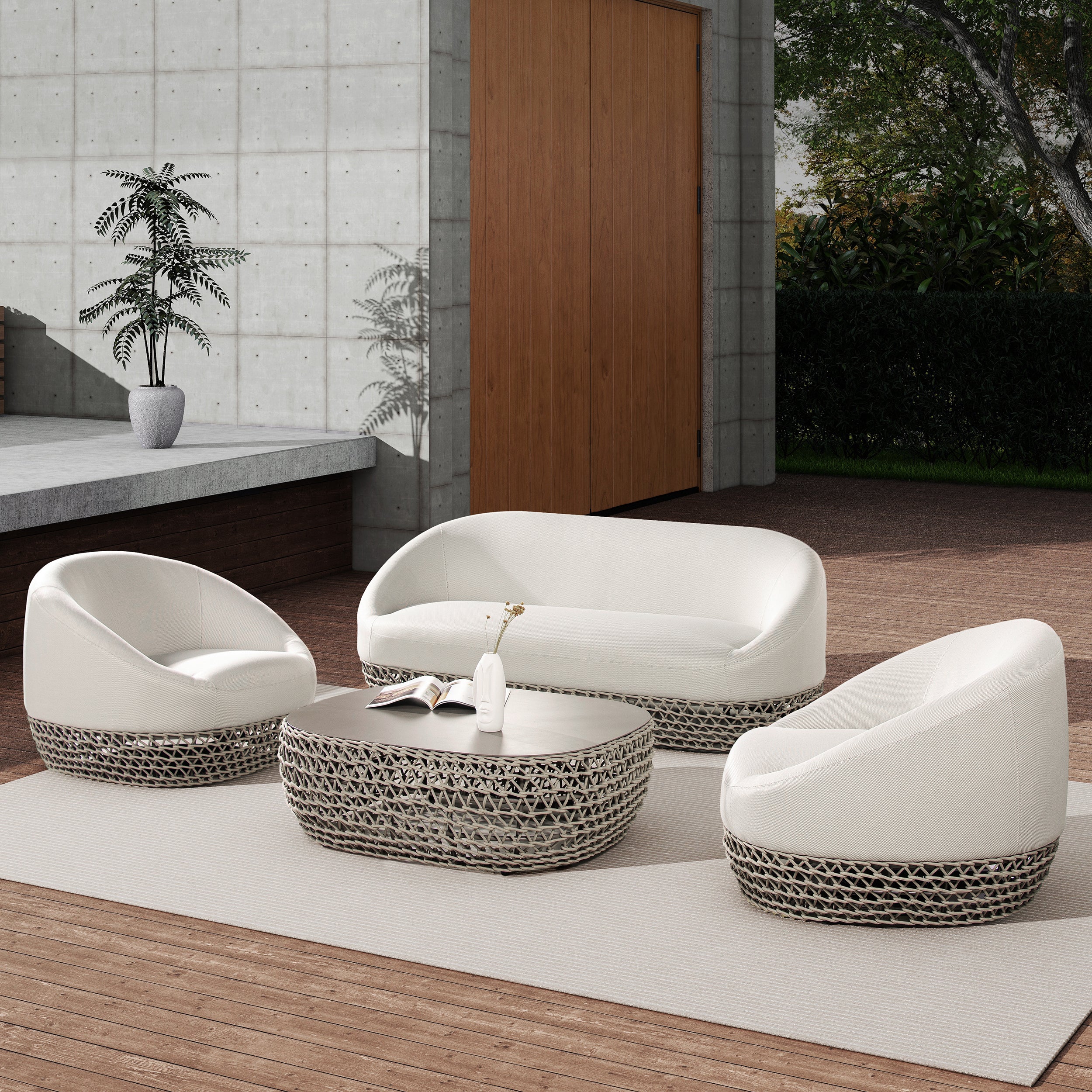 Willow 71" Wheat Beige Axroma Olefin Deep Seating Patio Sofa