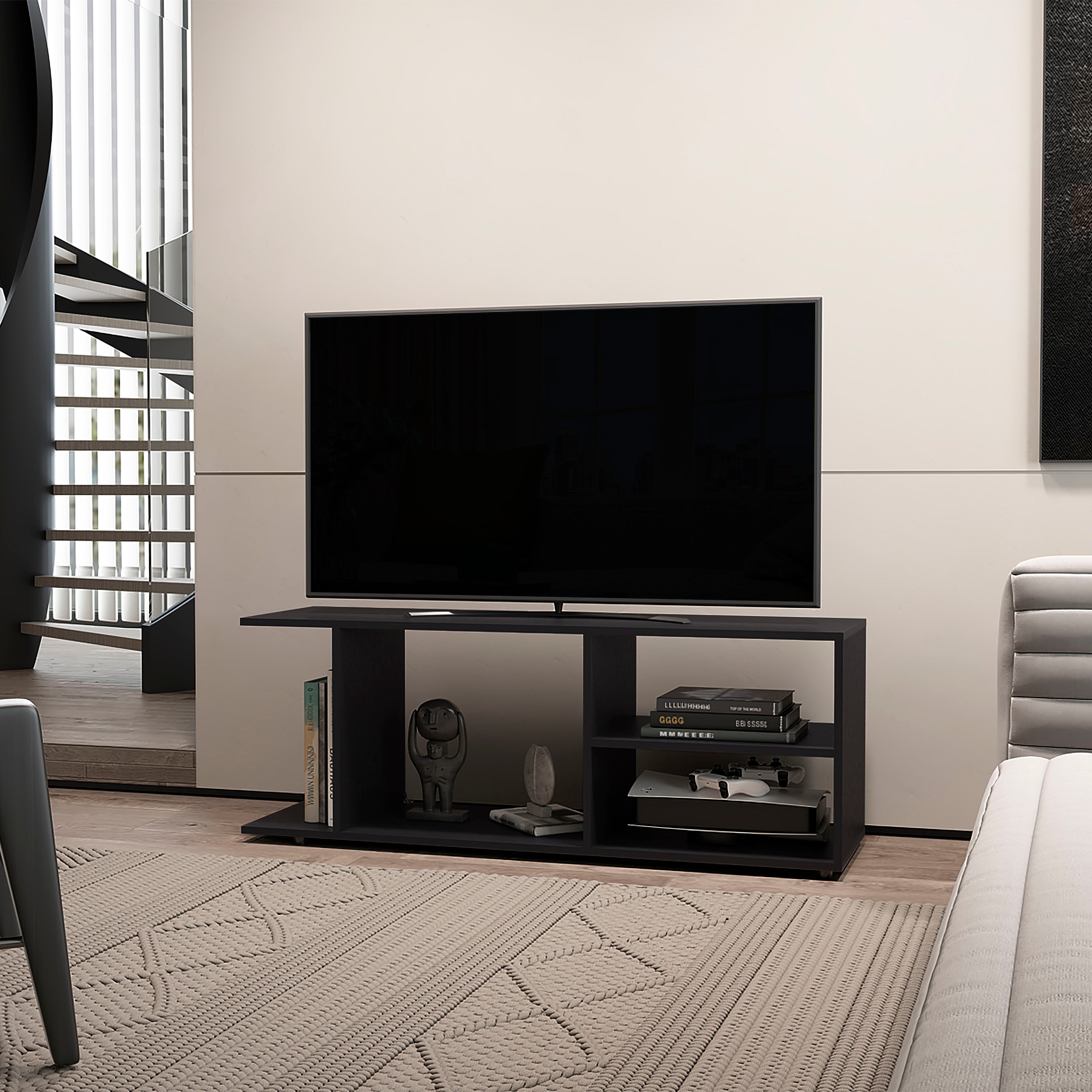 Black Tubac TV Rack | Melamine Media Console | O