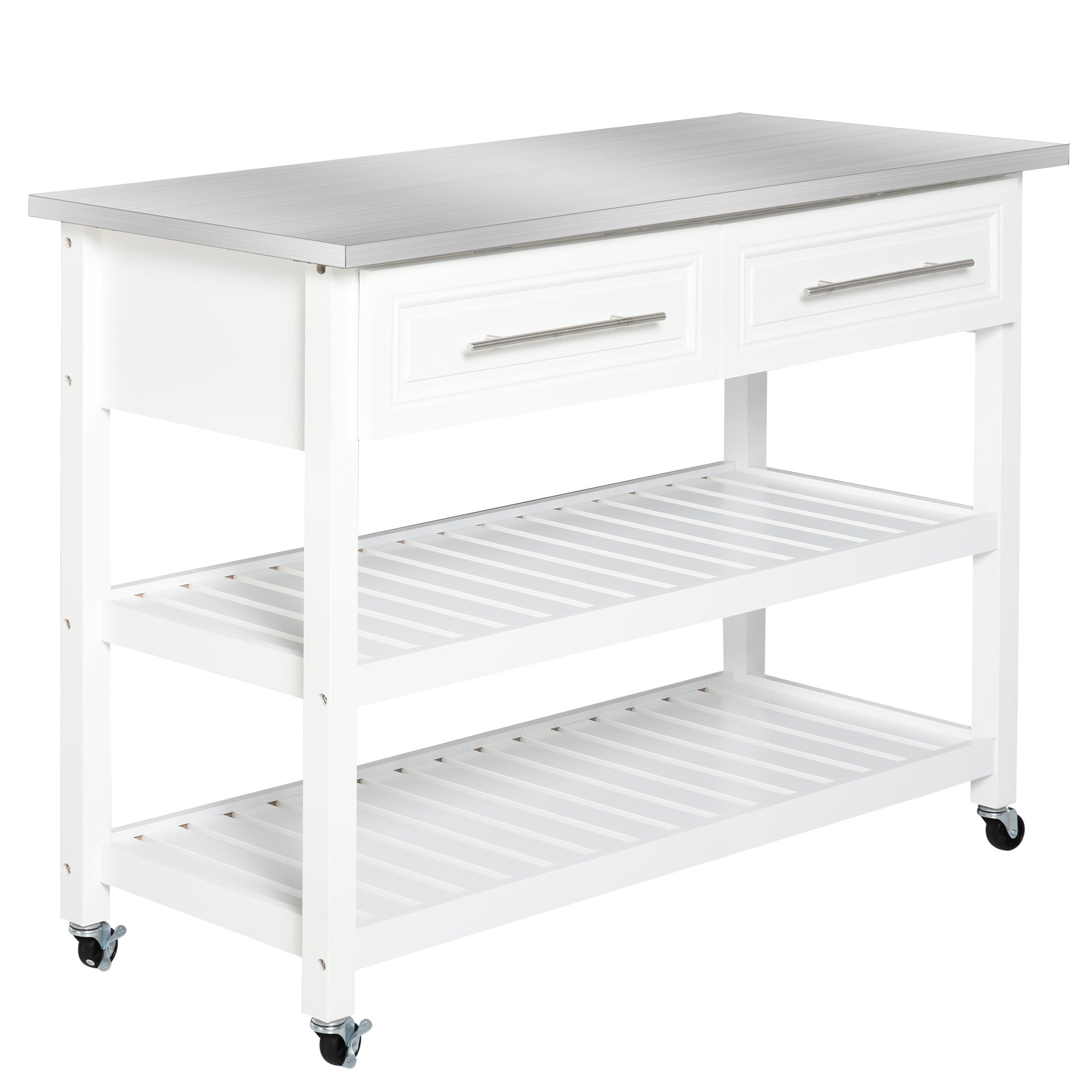 Kitchen Island, Stainless Steel Top, Gray