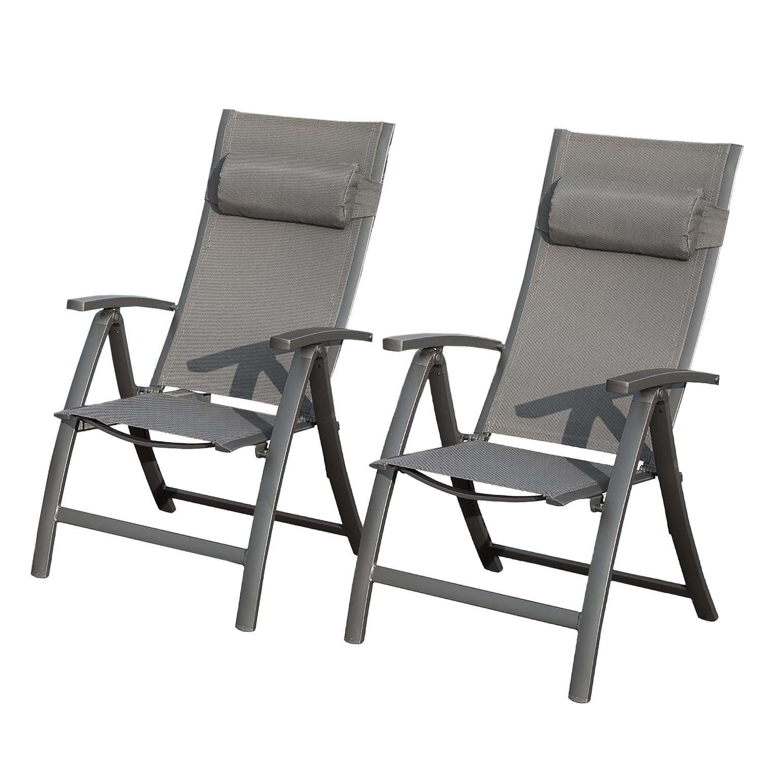 Patio Folding Chairs Set of 2: Durable Textilene Fabric Seating