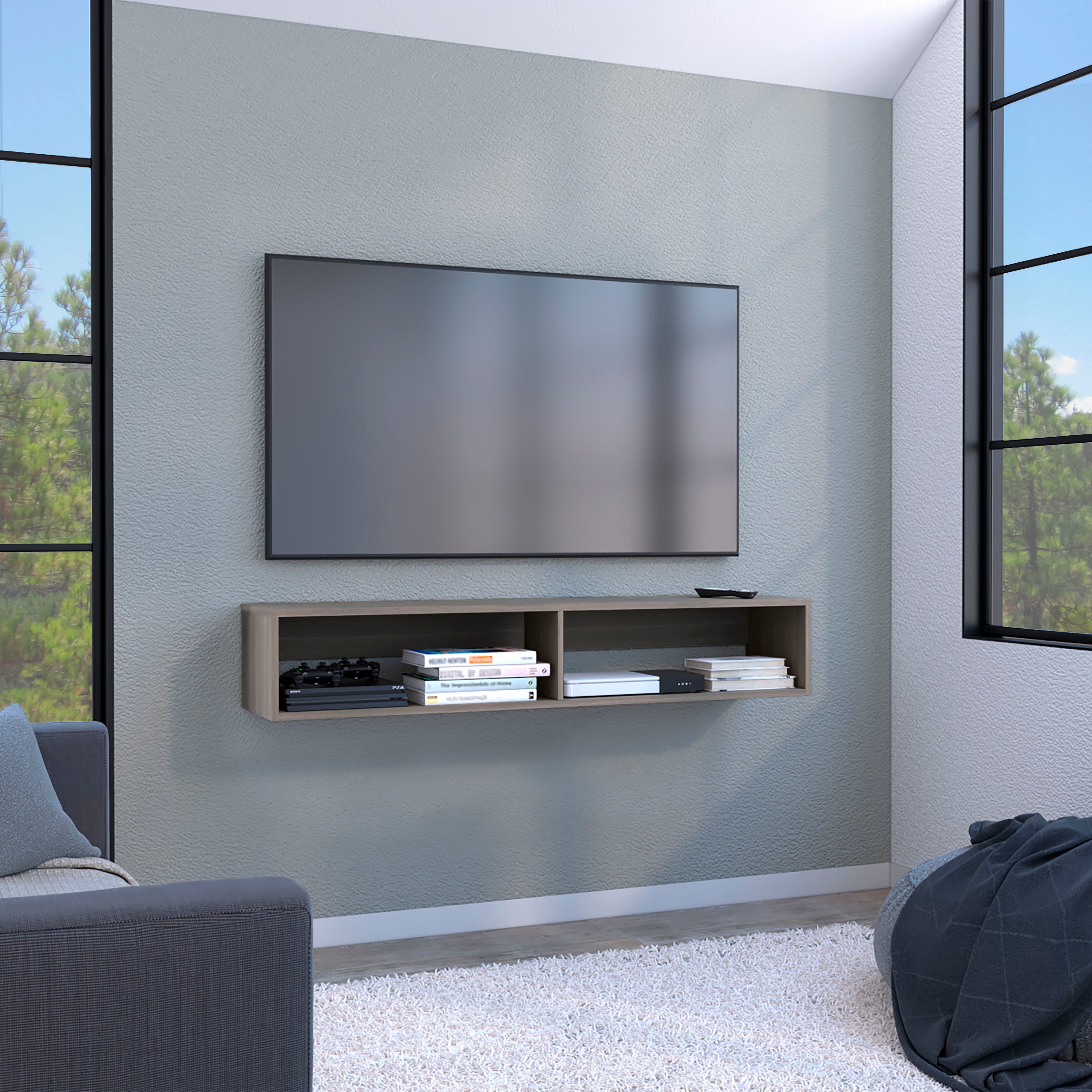 Warrior 59" Floating TV Stand w/ Shelves & Storage