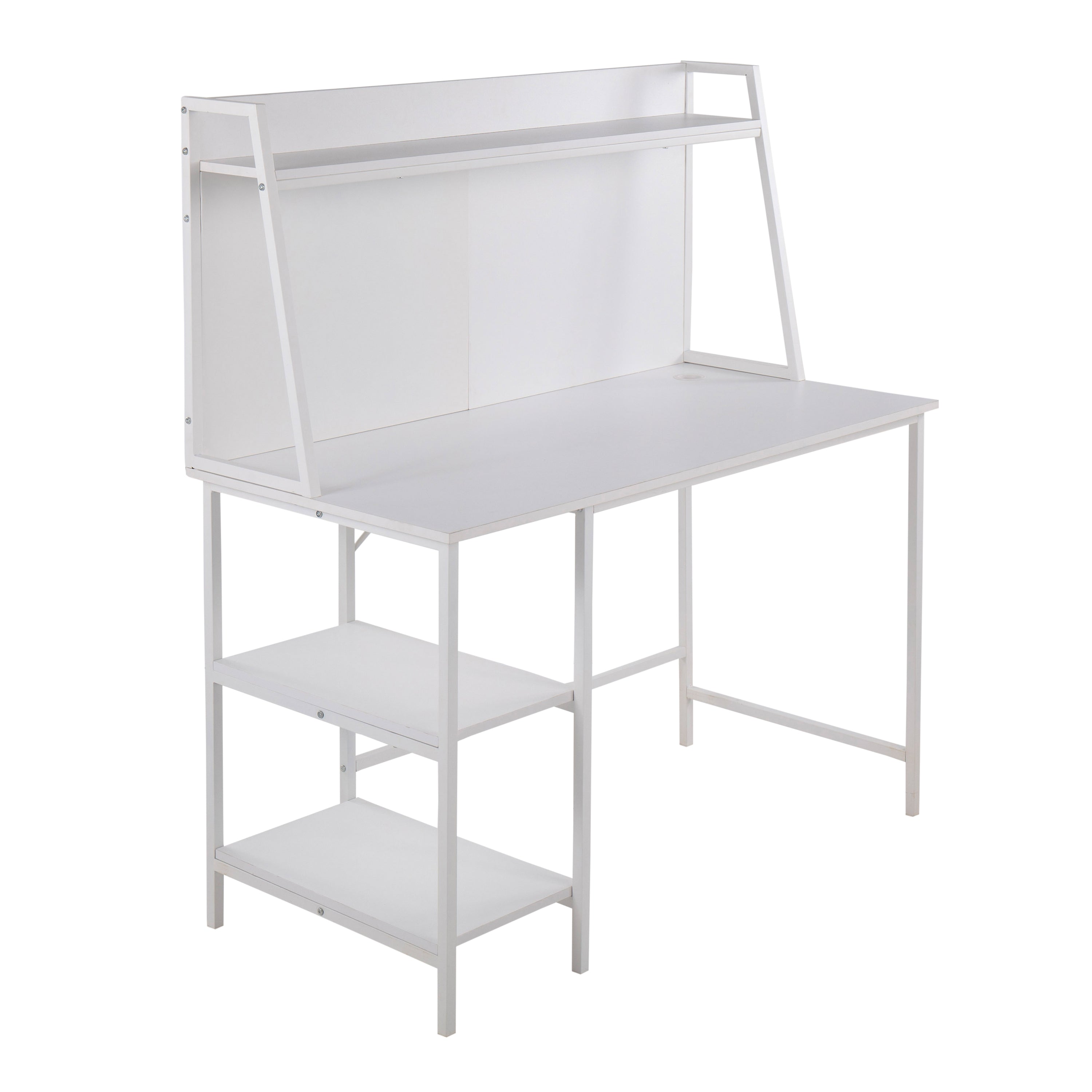 Geo Shelf Desk, White Steel & Wood | LumiSource