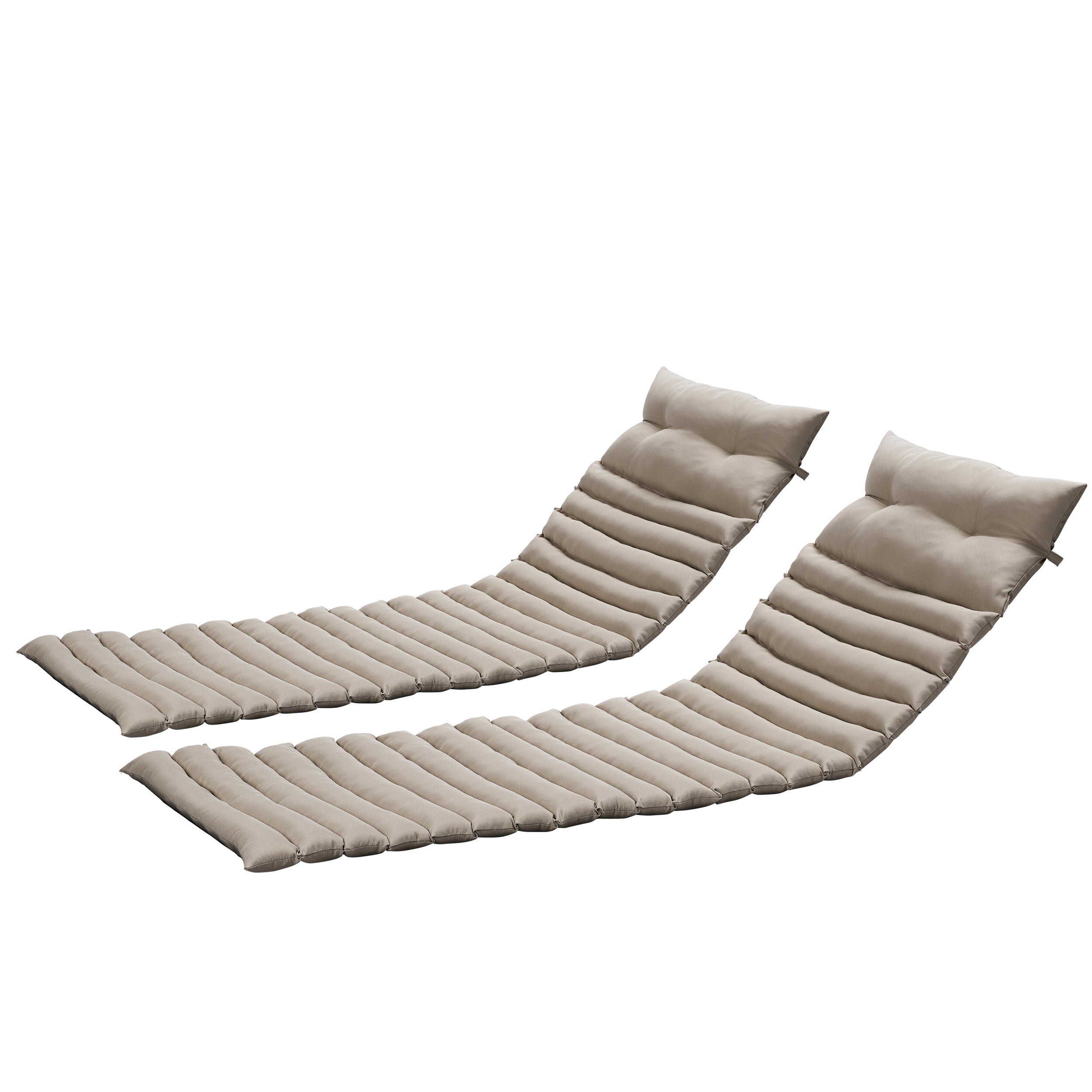 Khaki 2-Piece Outdoor Chaise Lounge Cushion Set, Patio Replacement