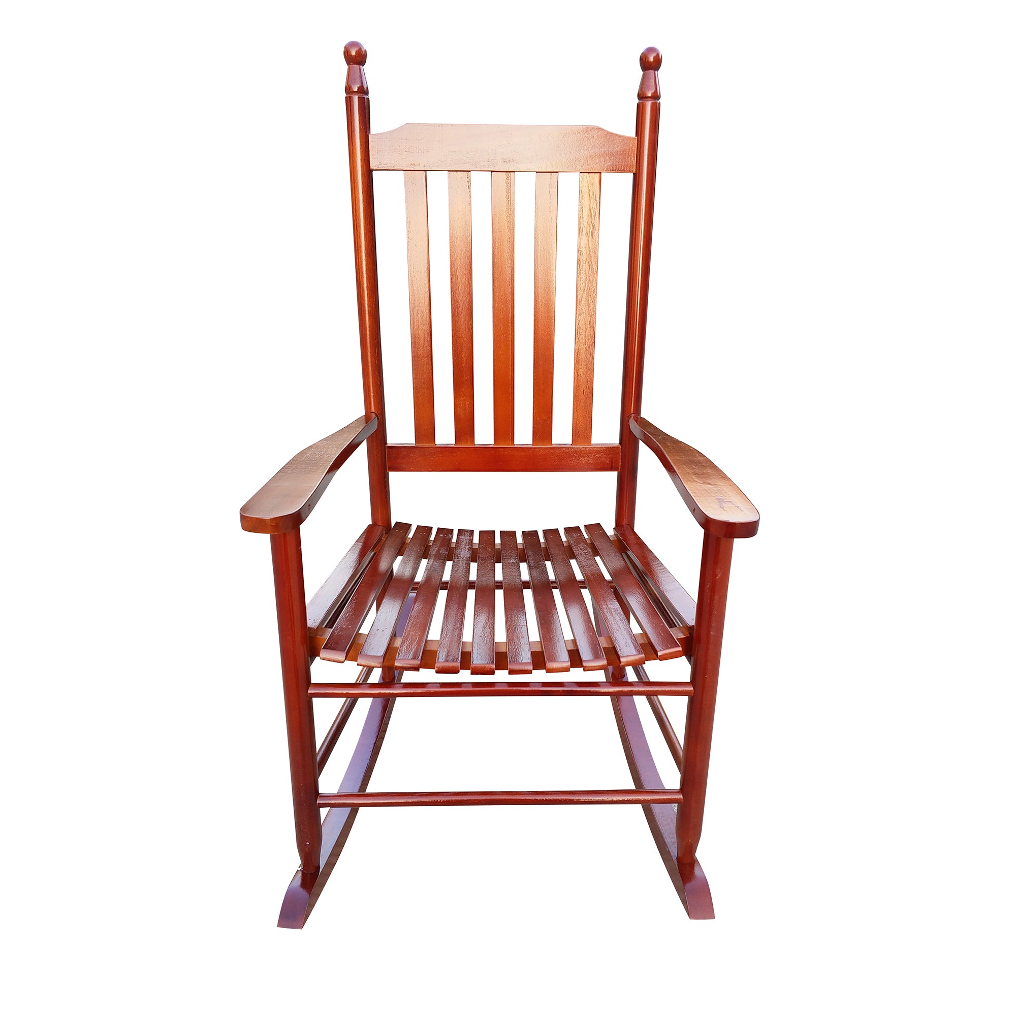 Classic Brown Wooden Porch Rocker Chair Solid Hardwood Comfort