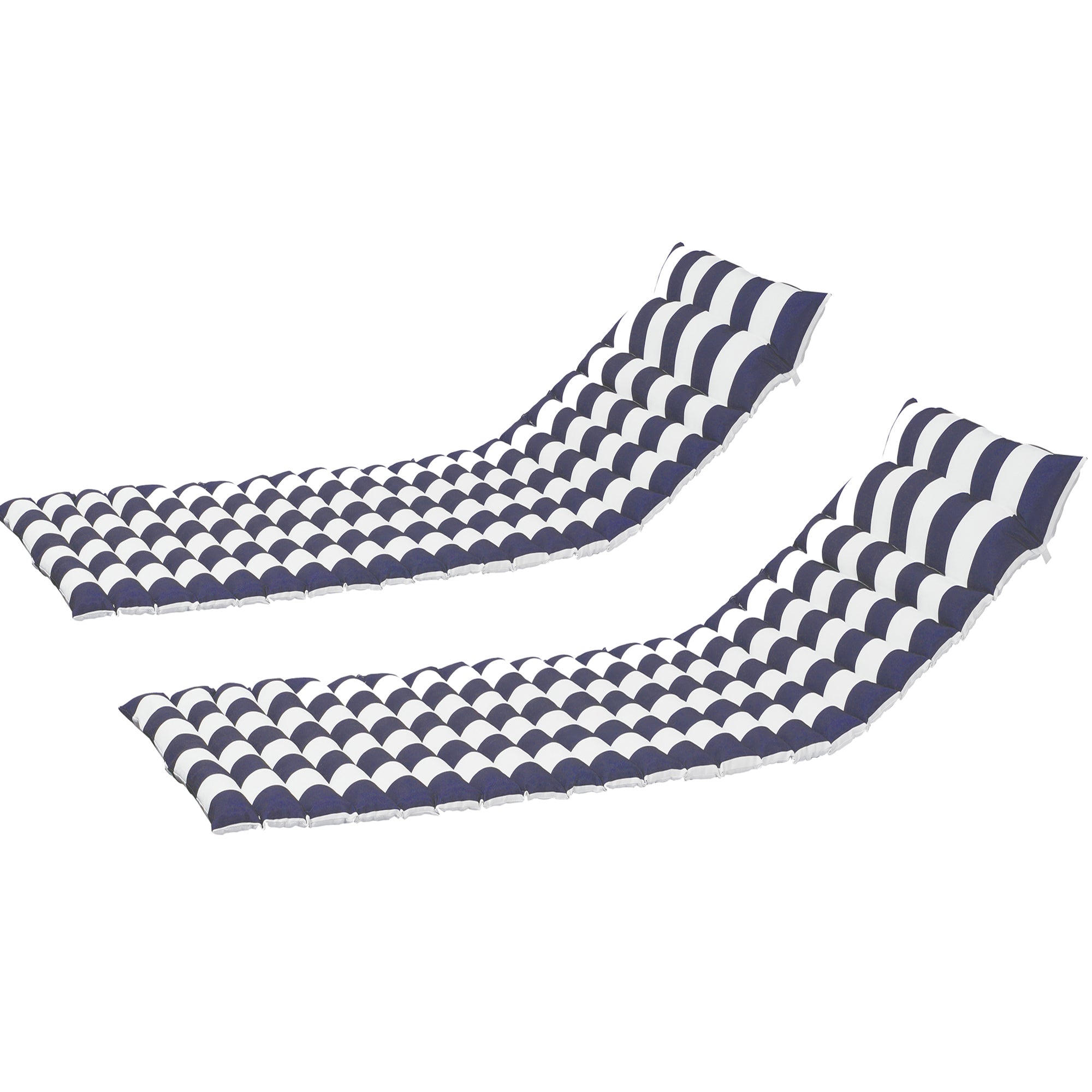 2PCS Outdoor Chaise Lounge Cushion Replacement Patio Seat - Blue/White
