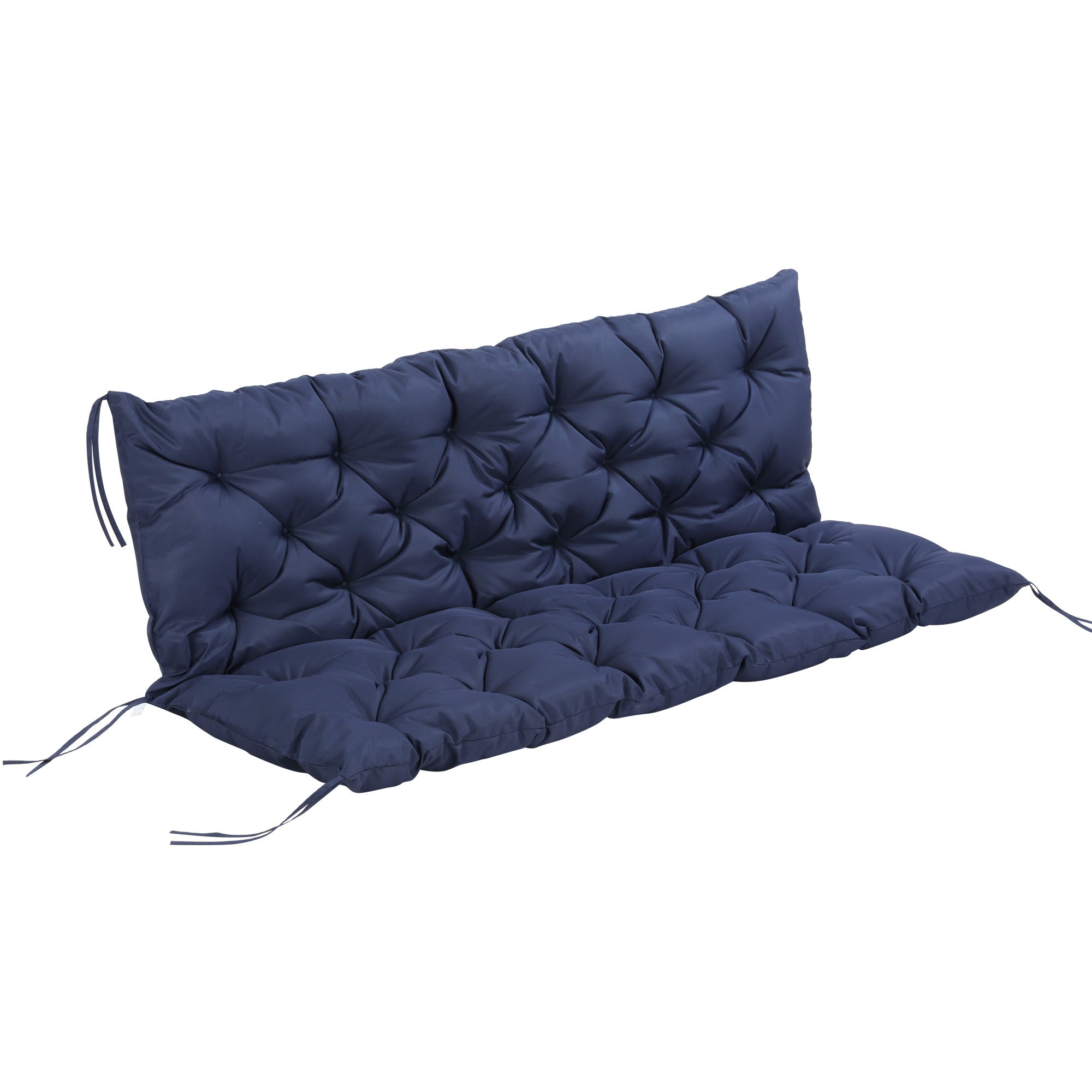 Outsunny 3-Seater Outdoor Tufted Bench Cushion with Backrest, Dark Blue