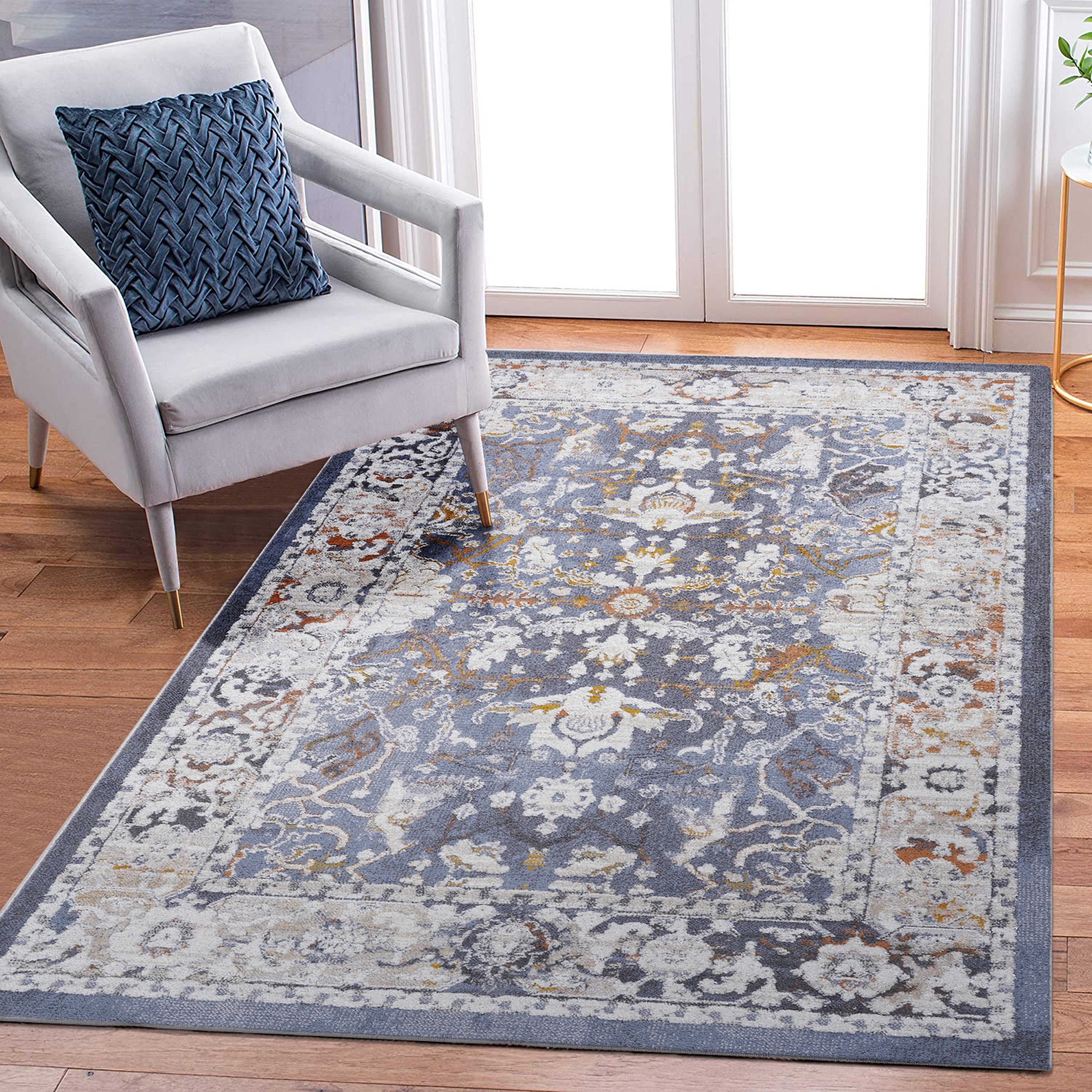 Blue Area Rug: 8x10 Stain-Resistant Rug
