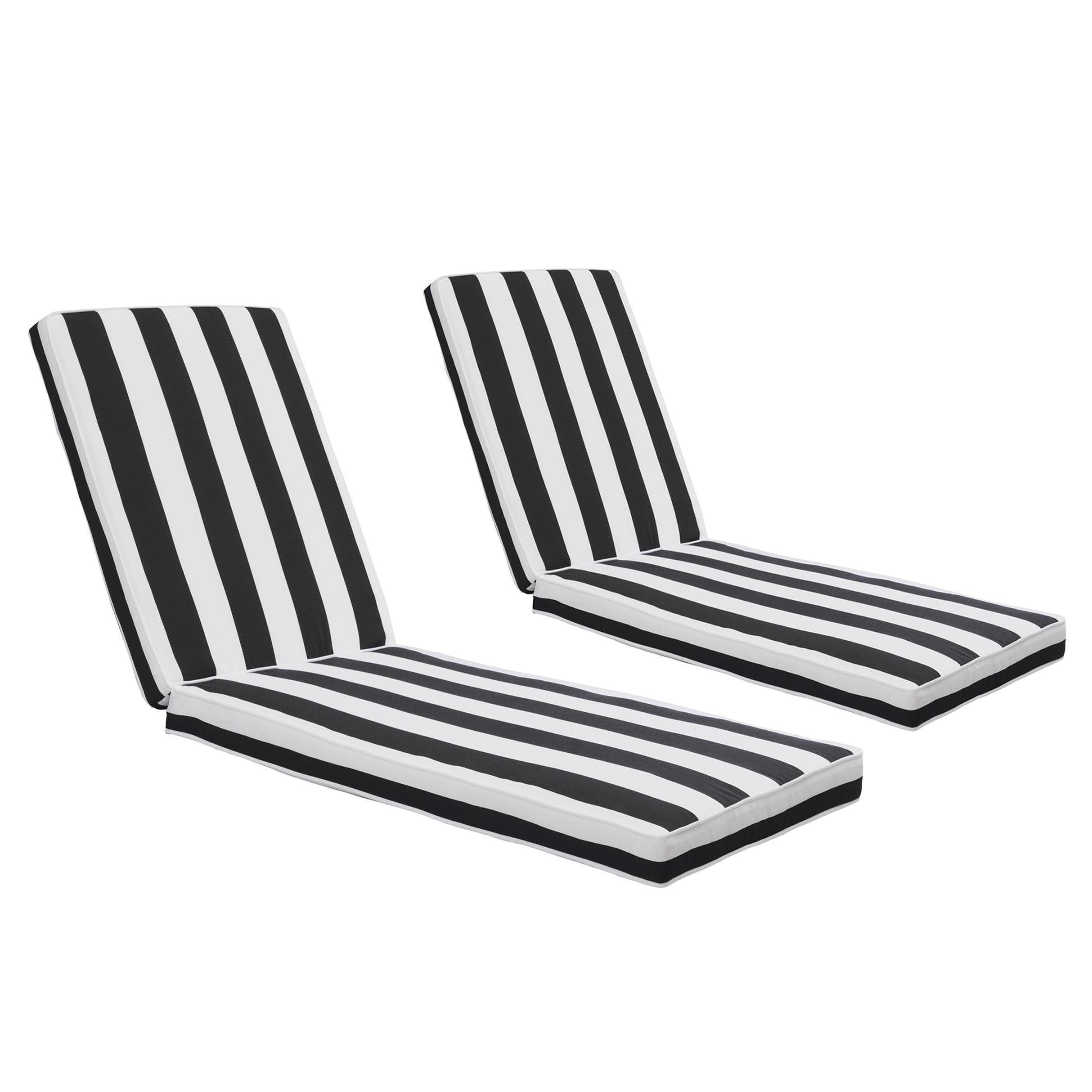 2-PC Outdoor Chaise Cushion Set Black/White Stripe