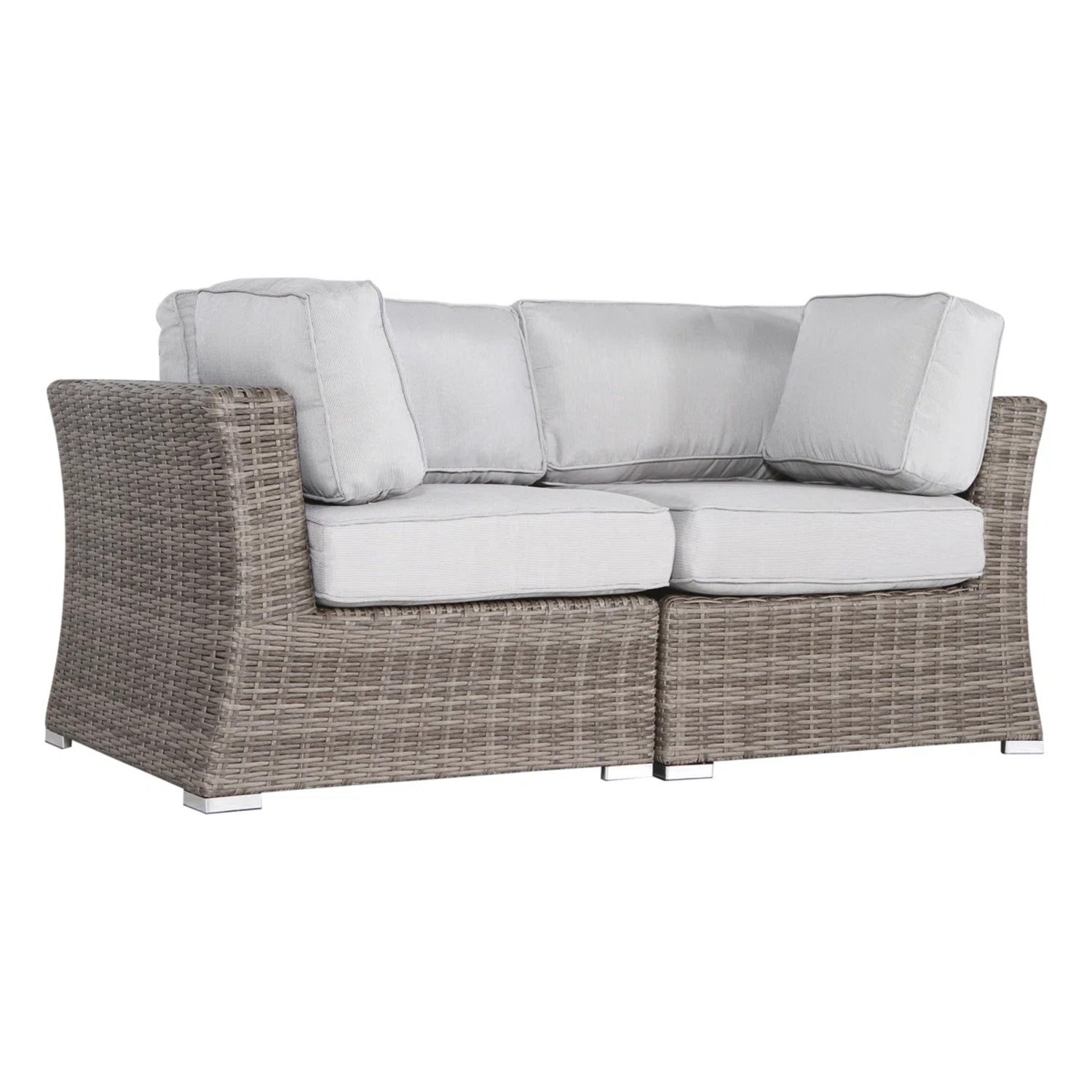 Beachy Outdoor Wicker Loveseat w/ Cushions, Mixed Grey, 66" Fade-Resistant