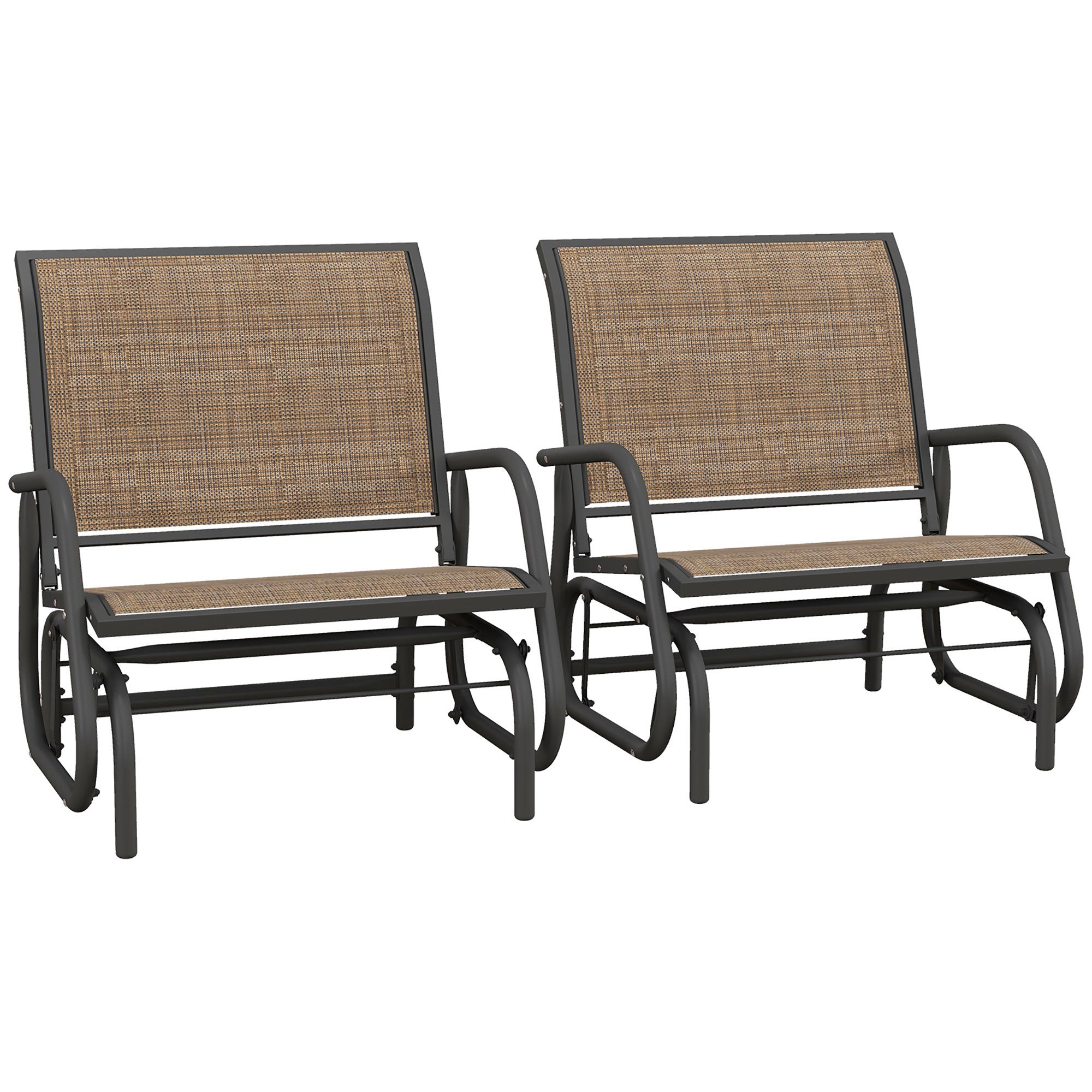 Outsunny 2-Piece Metal Mesh Porch Glider Set for Outdoor Patio