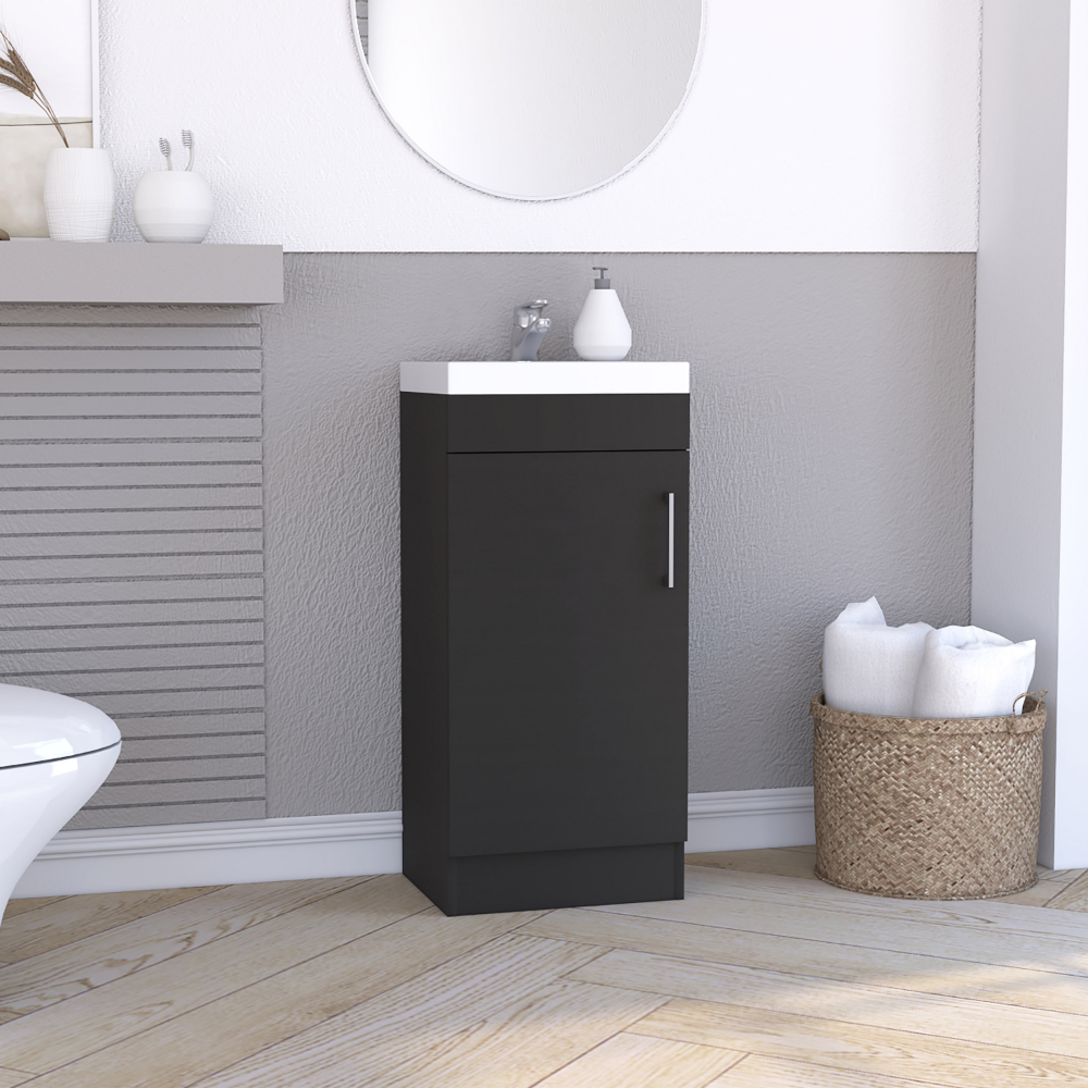 Black Madrid Vanity Sink Cabinet, Metal Handle