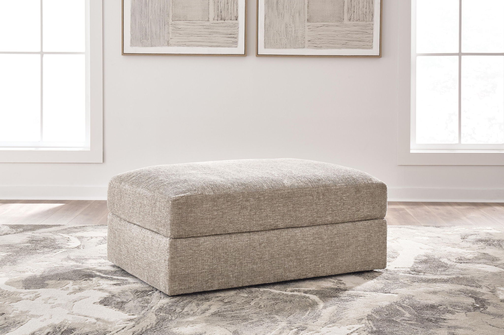 Nexora-Court - Oversized Accent Ottoman - Burlap
