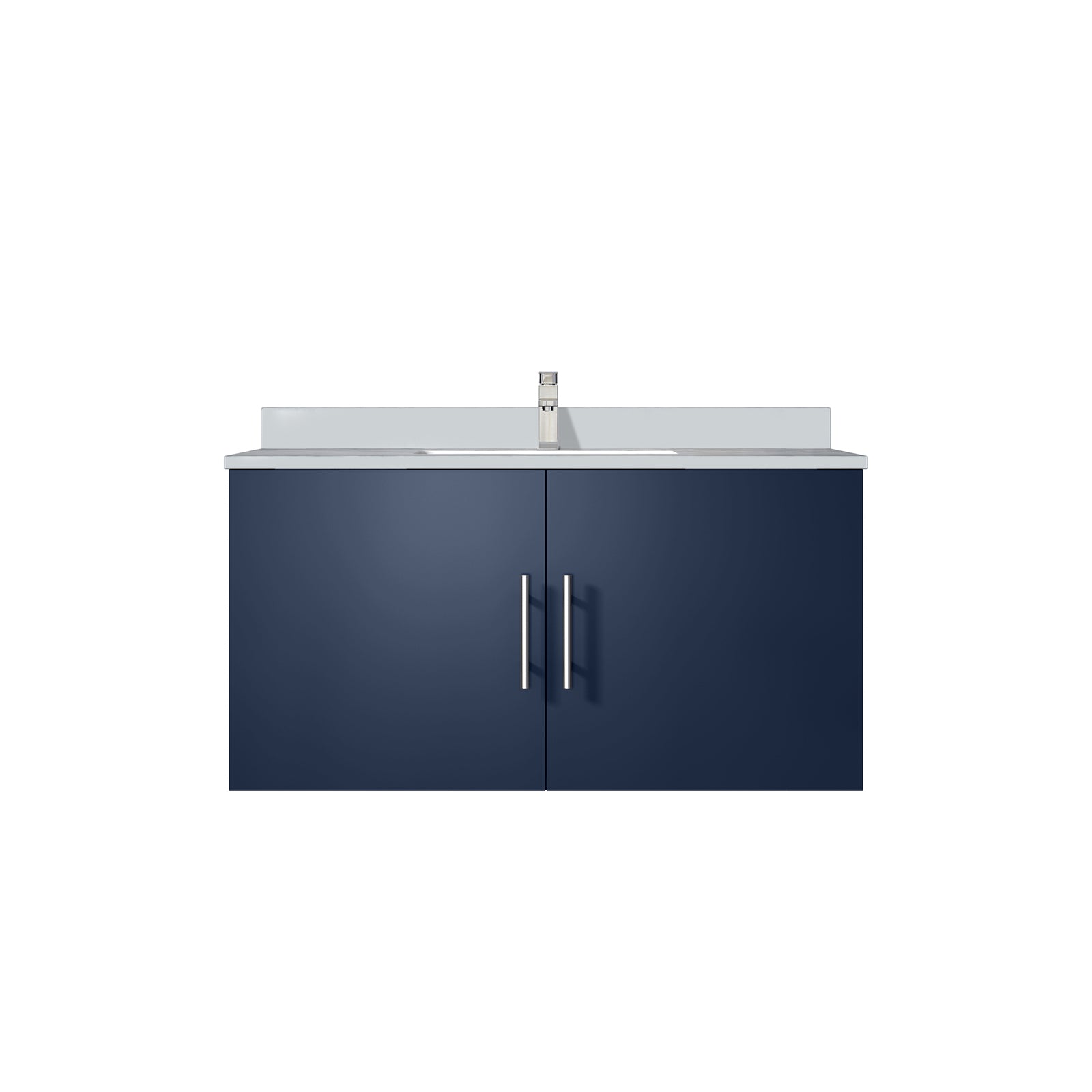 Navy Blue Vanity: 36"x22", White Quartz Top