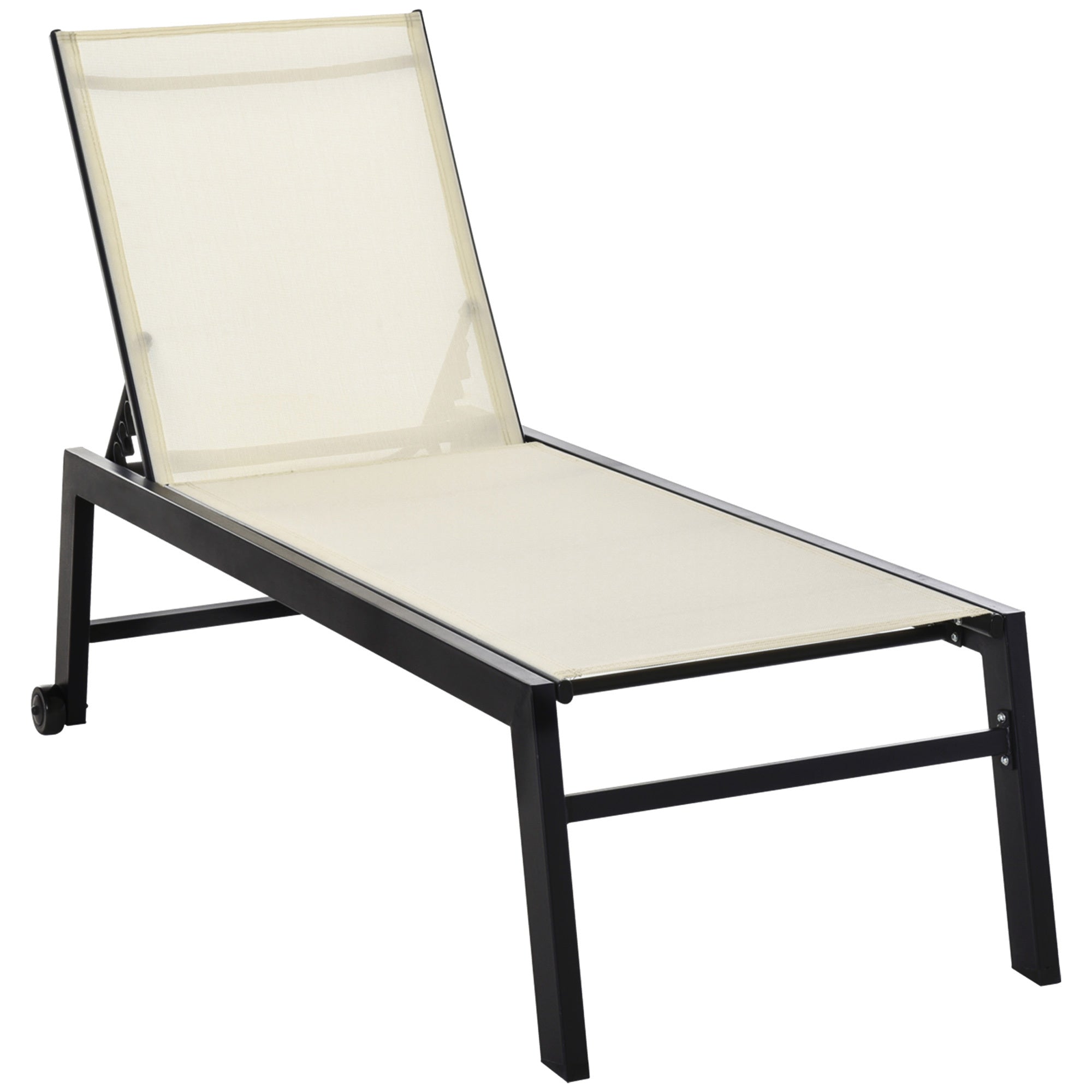 Outdoor Lounge Chair Patio Lounger Reclining Wheels Poolside Beach Lawn