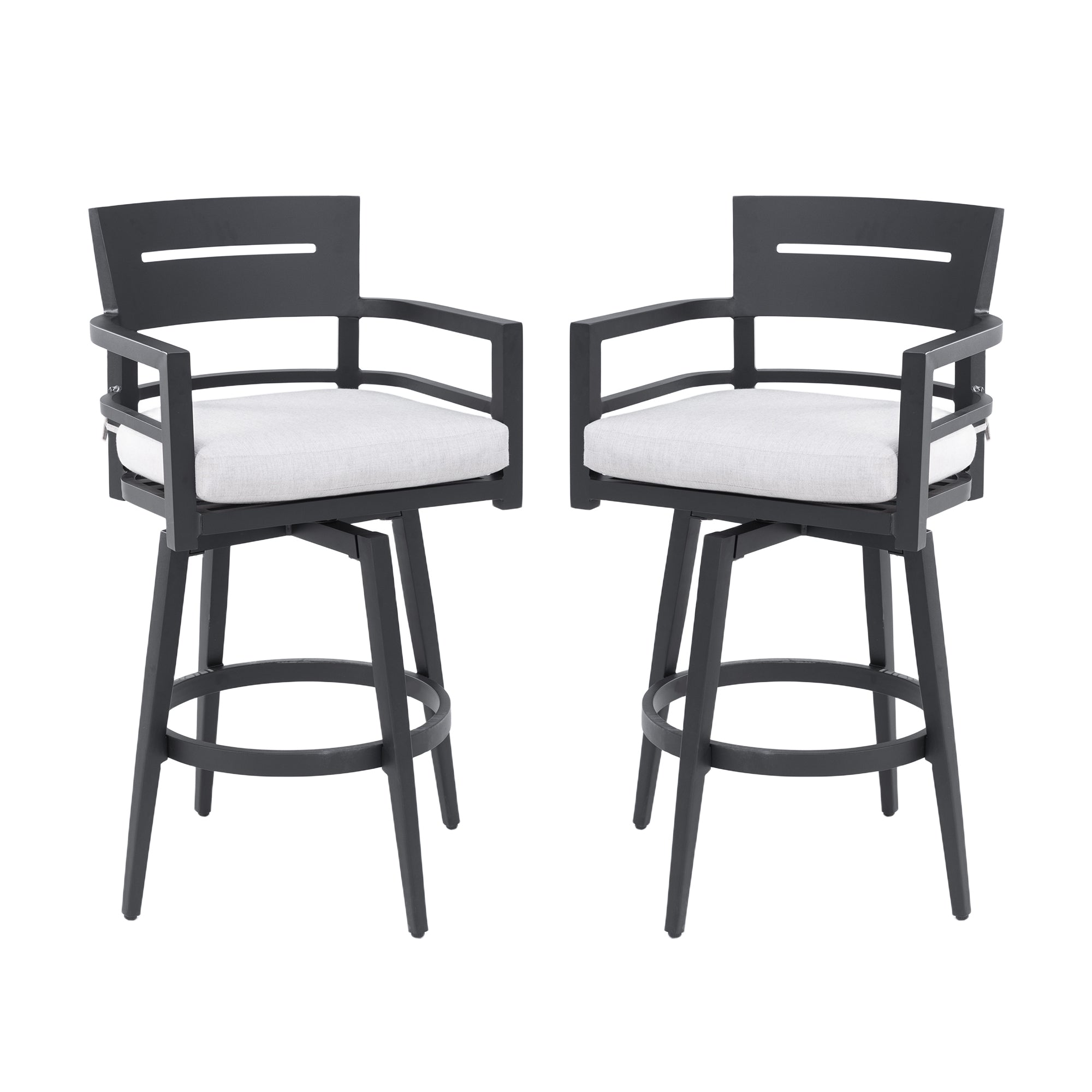 Modern Outdoor Swivel Bar Chairs Set 2 - 360 Rotation, Weather-Resistant