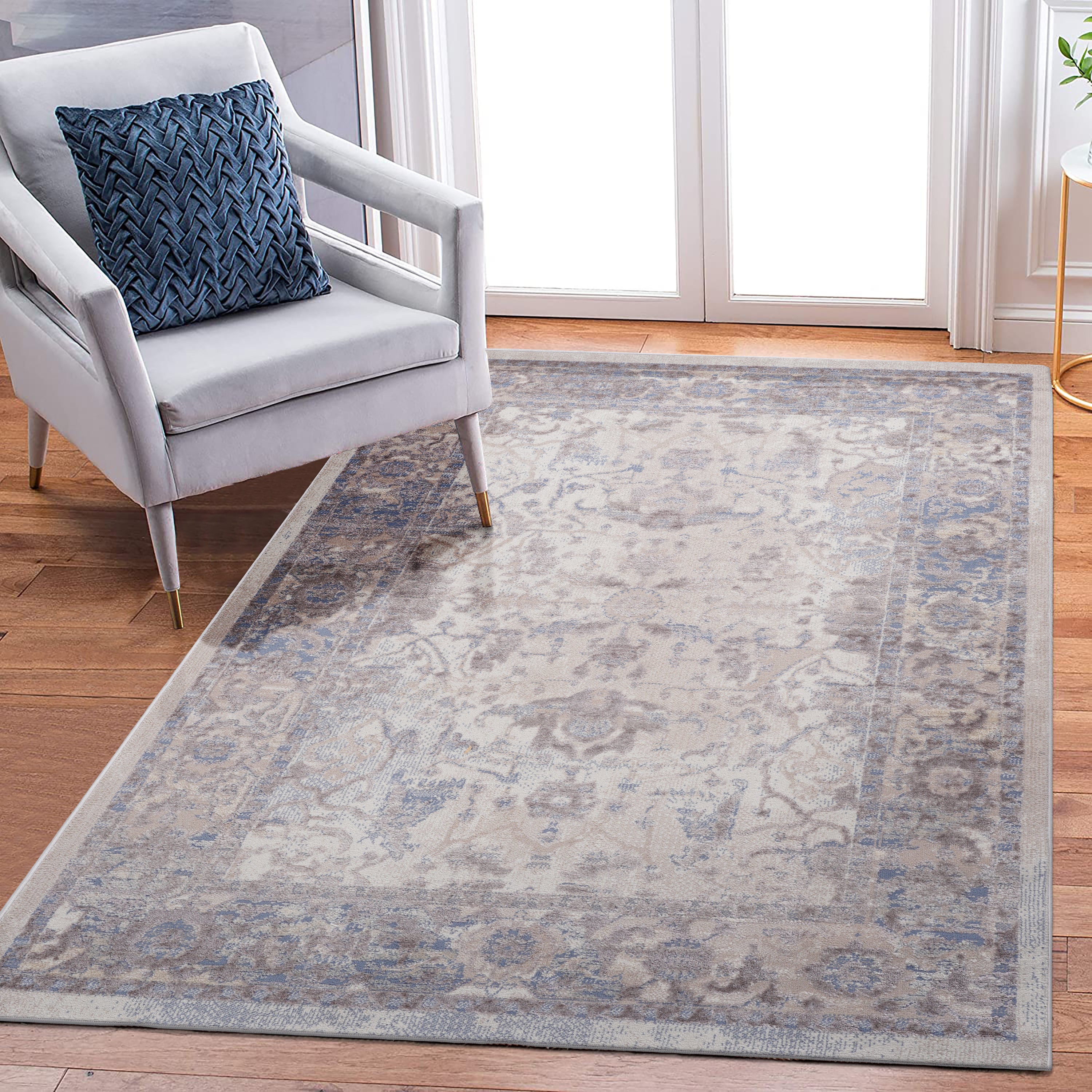 Brown Area Rug: 8x10 Stain-Resistant Rug