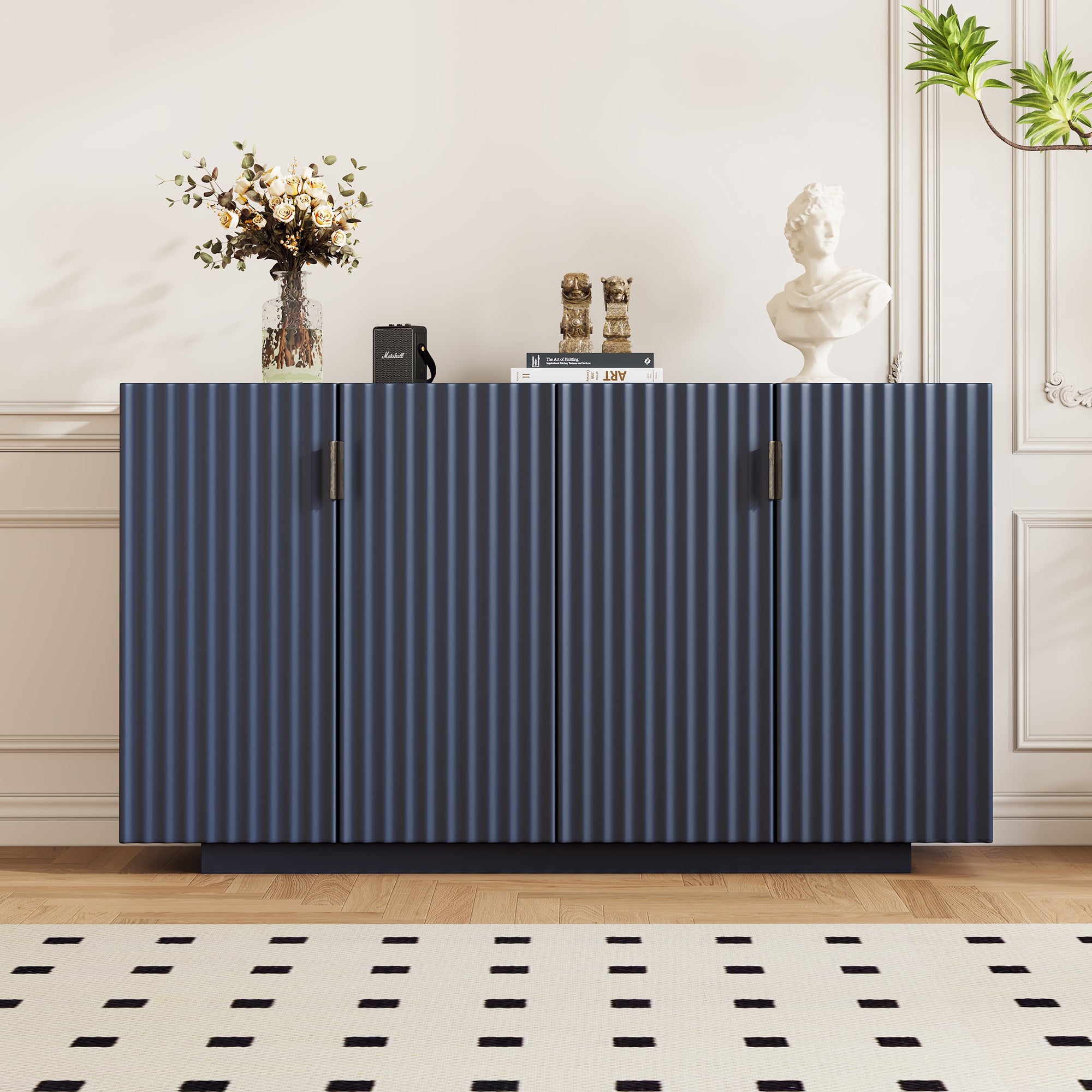 Navy Buffet Cabinet: Ample Storage & Style