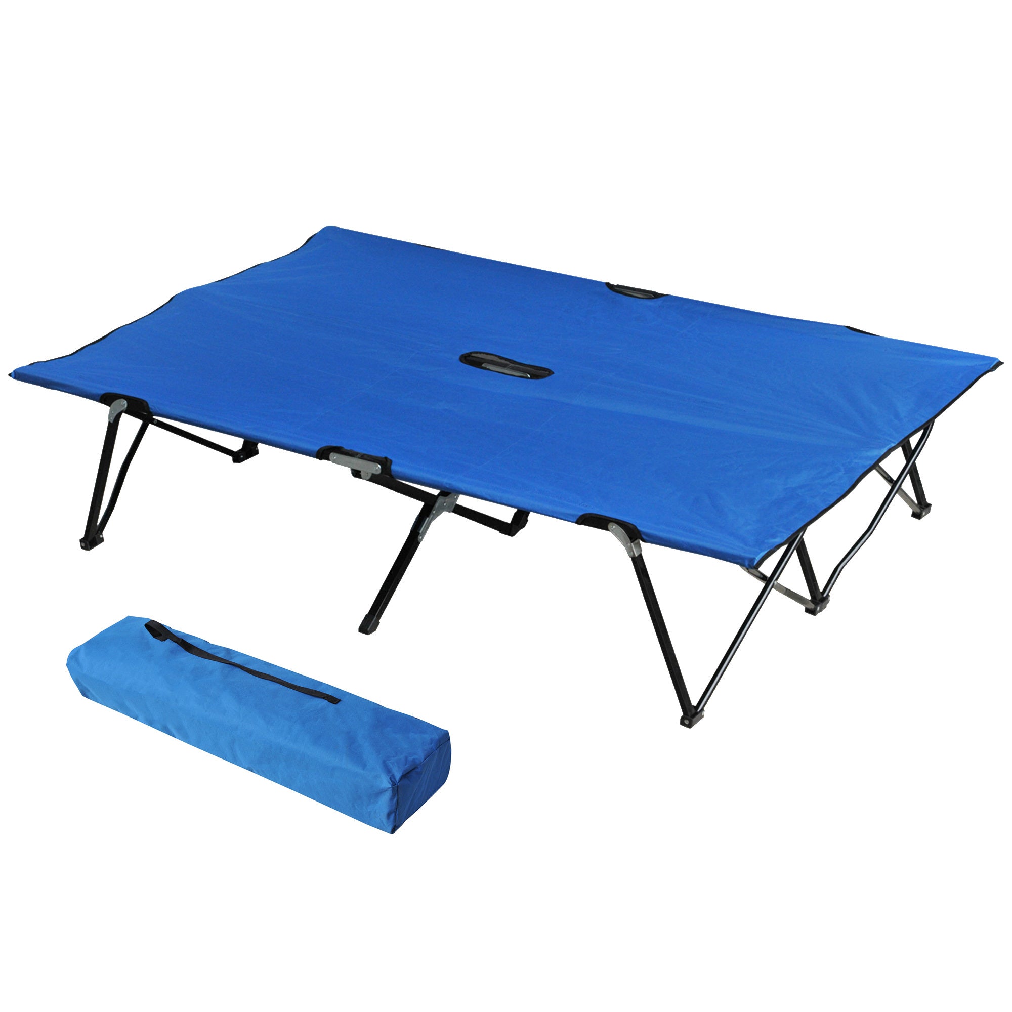 Outsunny Extra Wide Portable 2-Person Folding Camping Cot for Adults