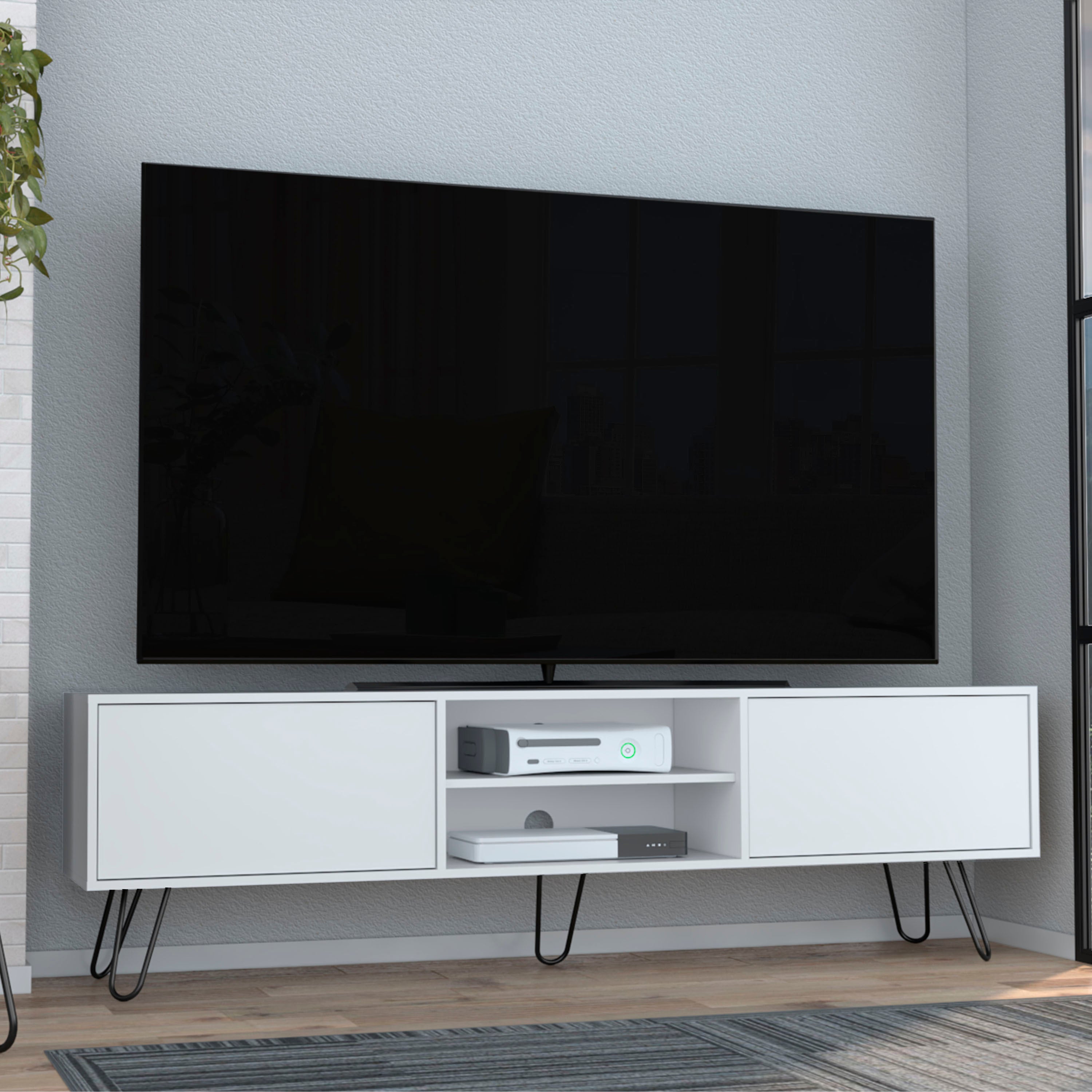 Vassel TV Stand: Modern Entertainment Center w/ Hairpin Legs