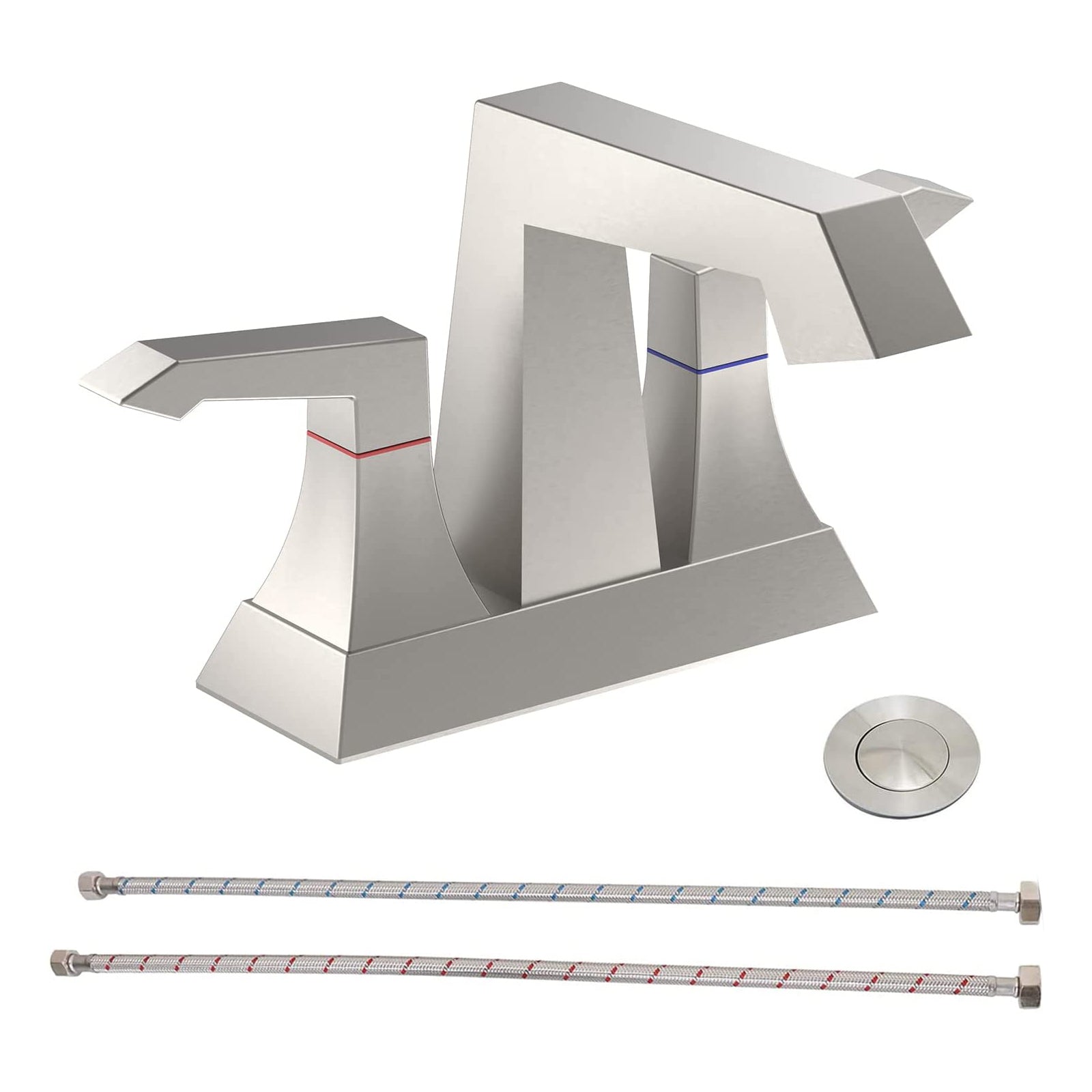 Brushed Nickel Bathroom Faucet w/ Drain & Supply