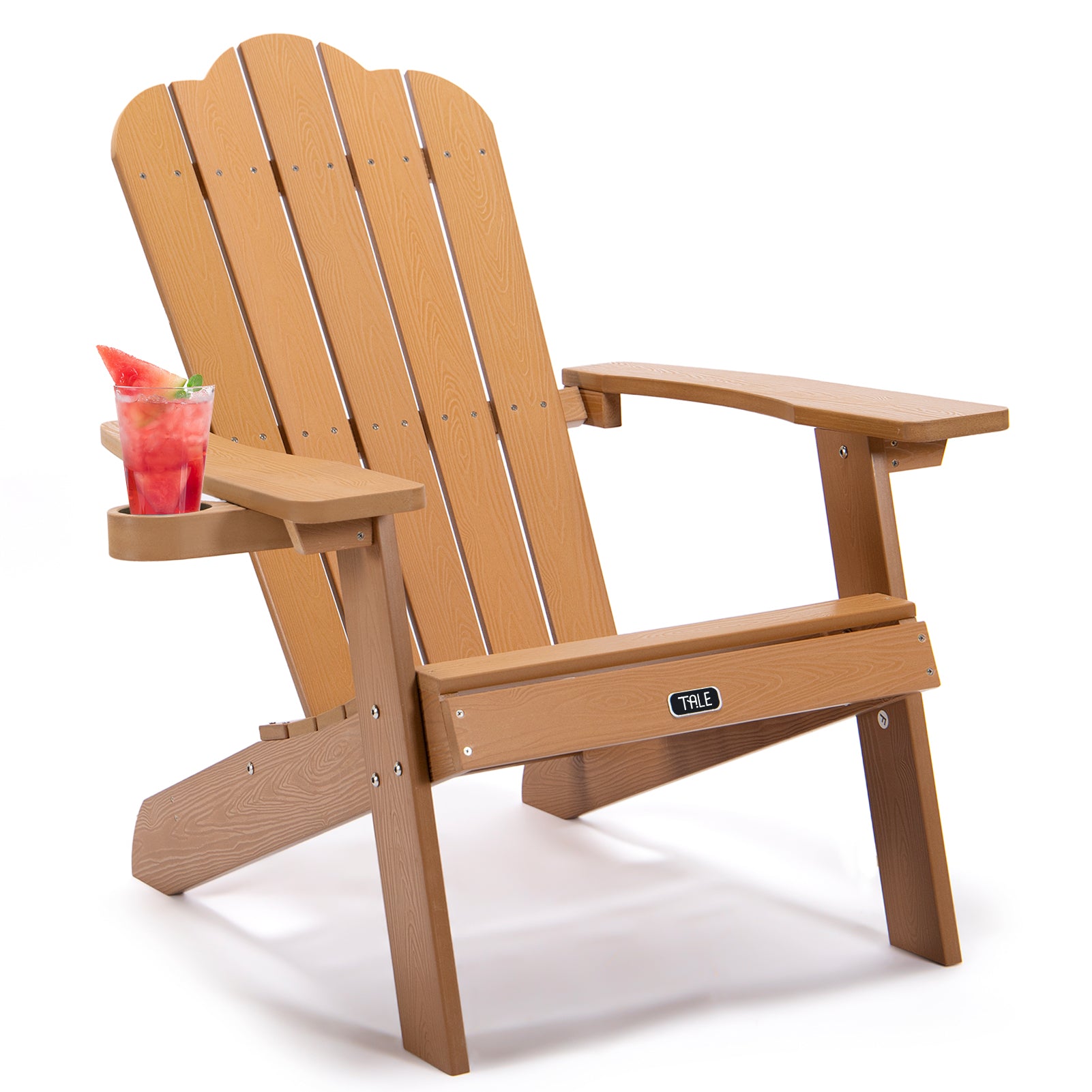 All-Weather Plastic Wood Adirondack Chair w/ Cupholder Patio Deck