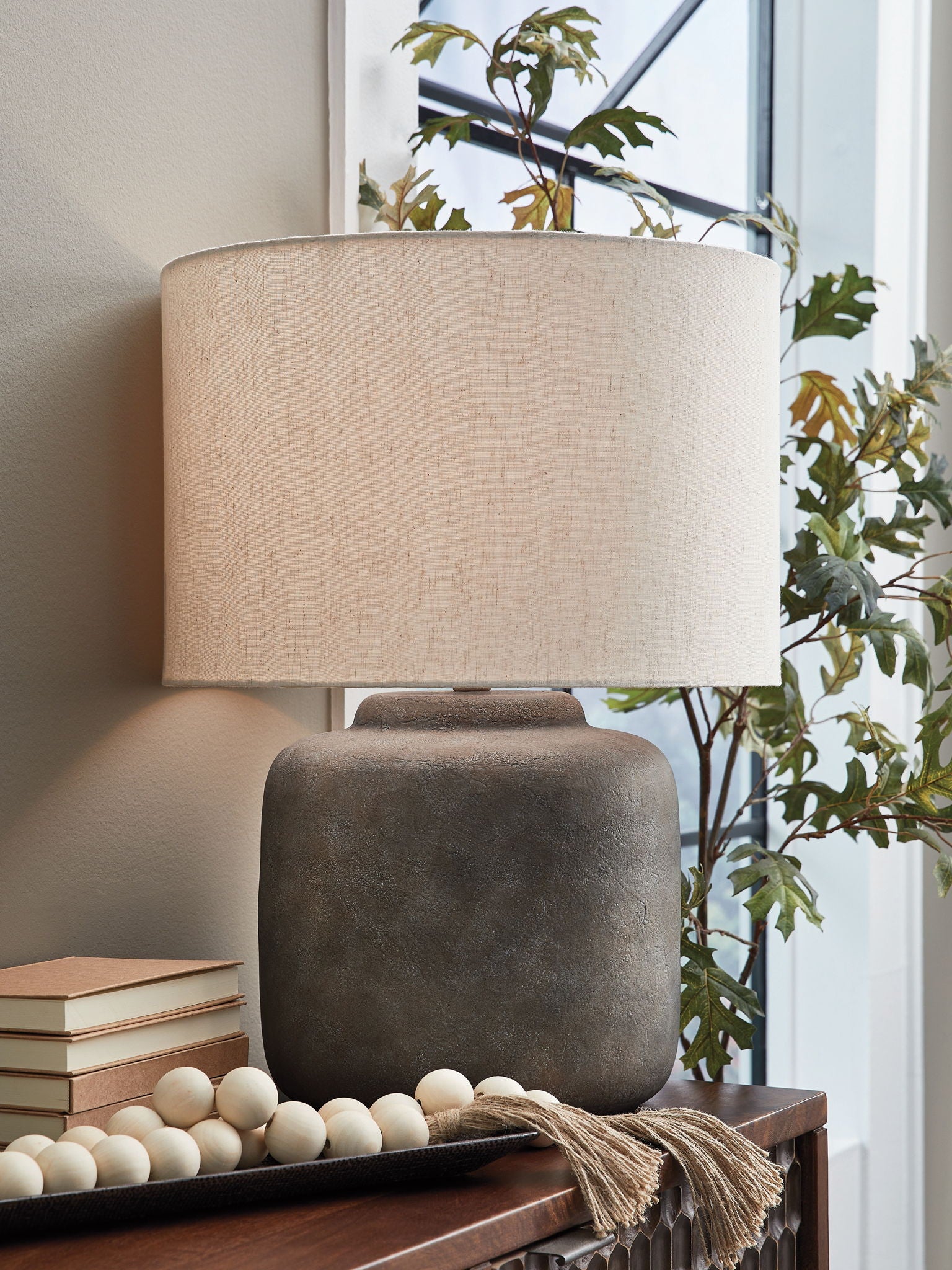 Zandophen - Metal Table Lamp - Antique Gray