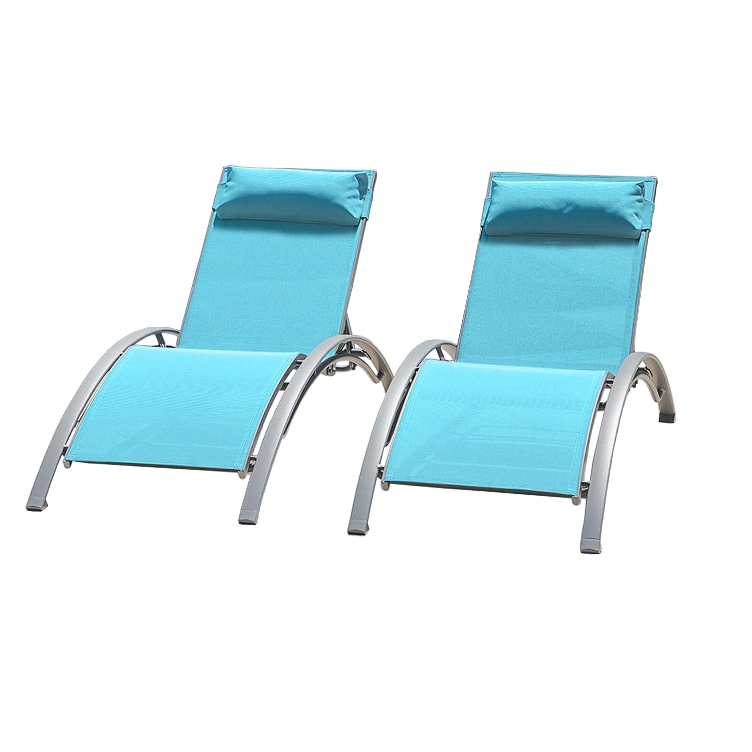 Lake Blue Pool Lounge Chairs Set of 2 for Outdoor Patio & Pool Deck