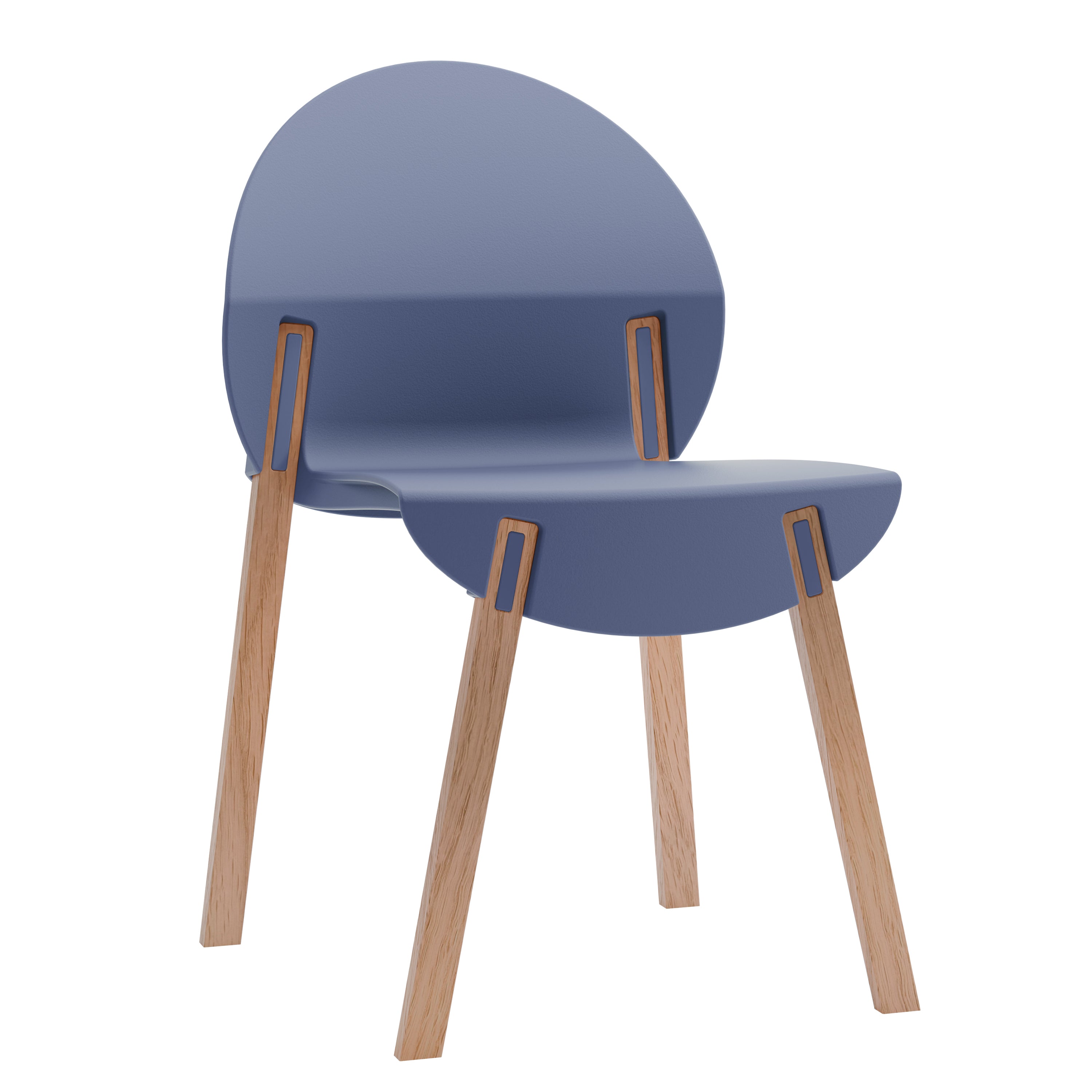 4-Pc Grey Blue Modern Traditional Dining Chairs PP Red Oak
