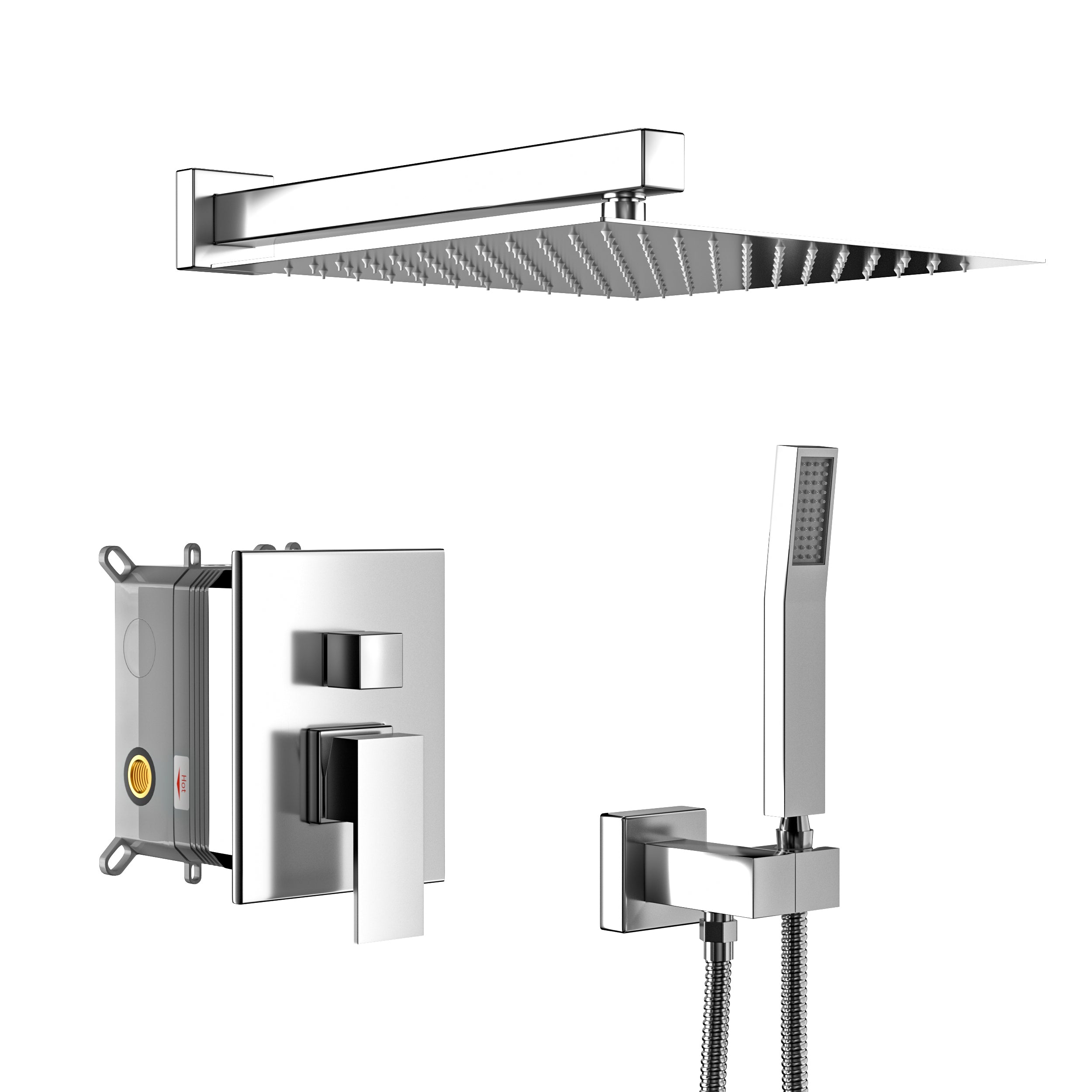 10" Square Dual Shower Head System w/ Valve