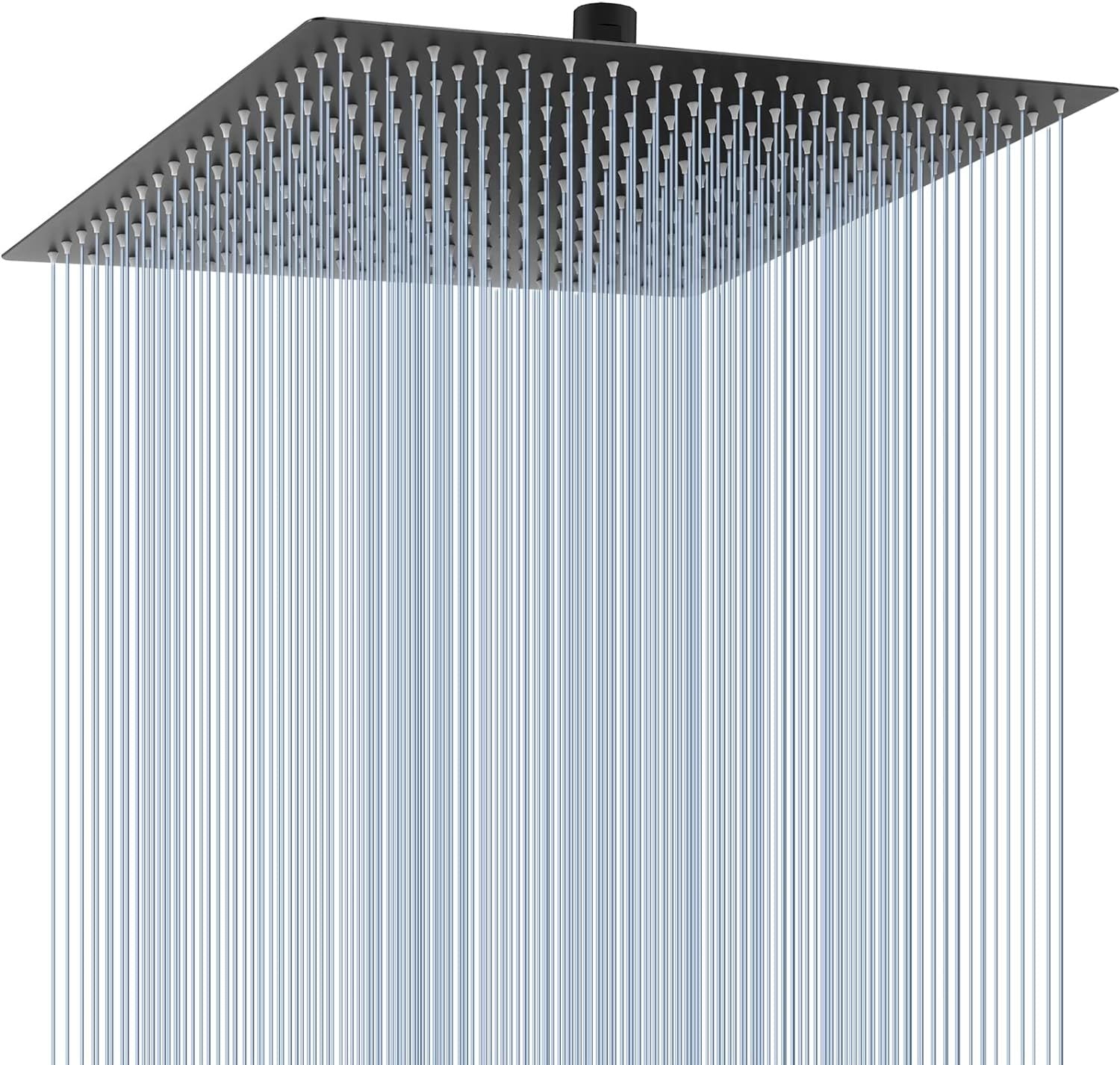 16" Matte Black Rainfall Shower Head High Pressure