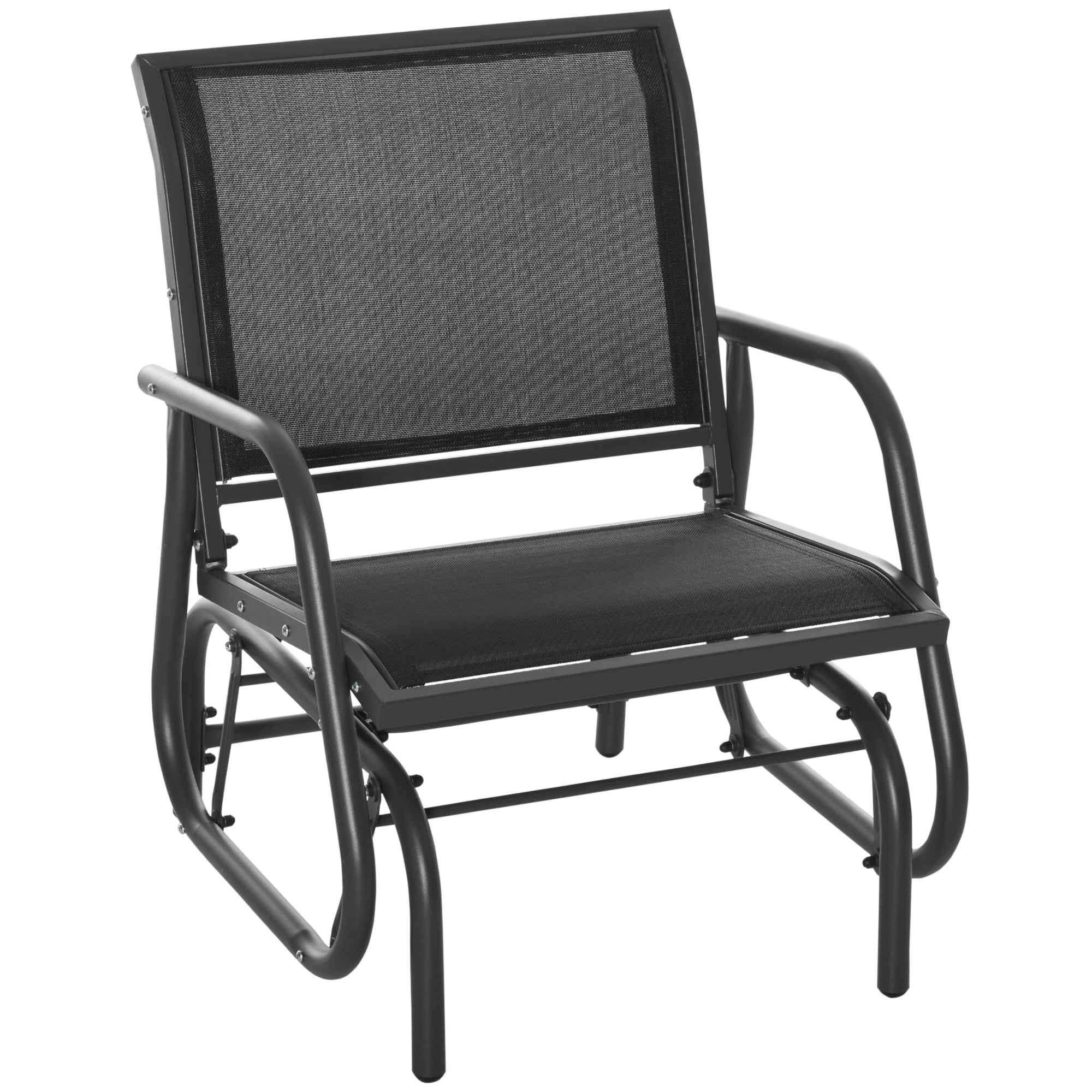 Outsunny Porch Glider Swing Chair - Metal Frame, Breathable Mesh
