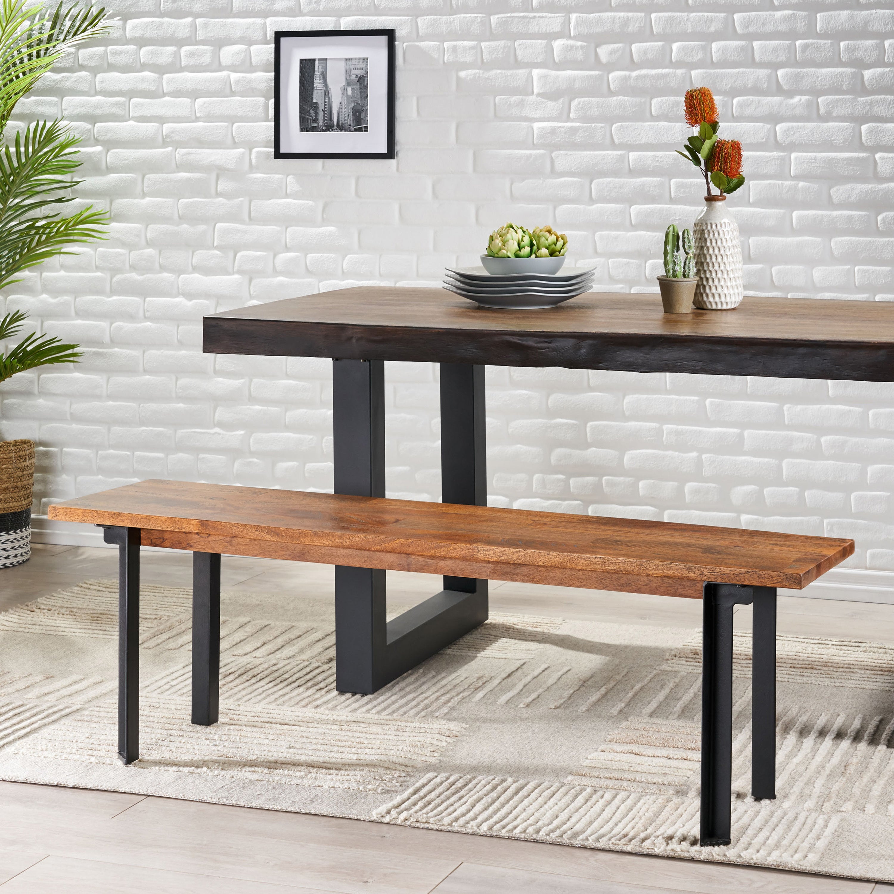 Carlisle Outdoor Benches: Black & Country Brown