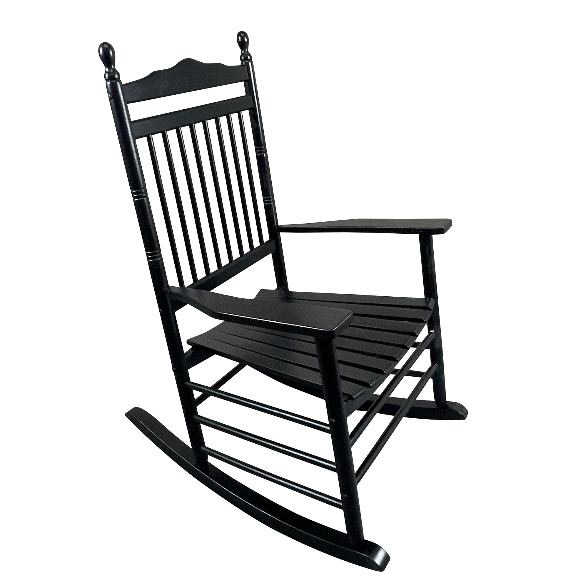 Classic Black Solid Wood Rocking Chair – Porch Balcony Comfort