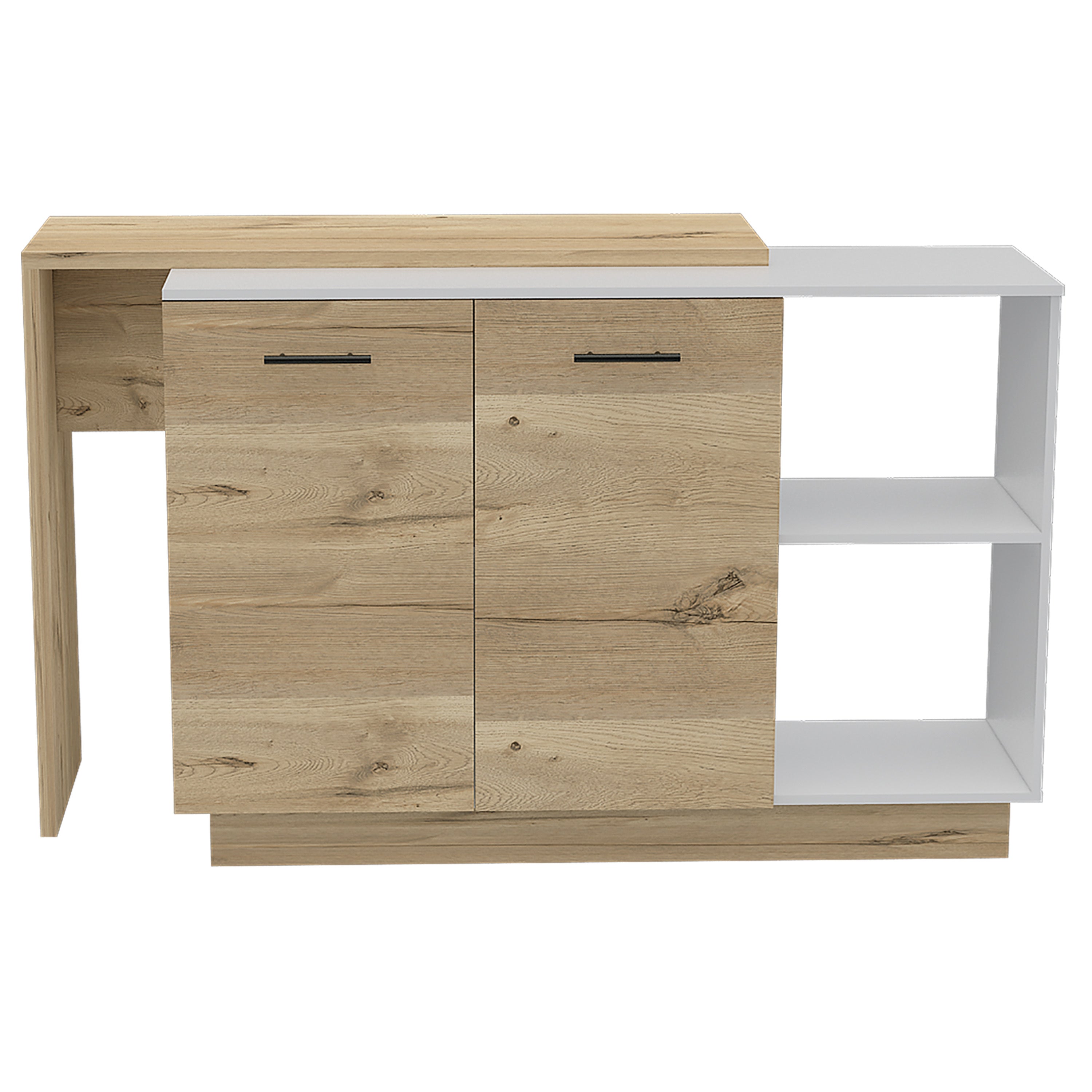 Ohio Kitchen Island, White & Light Oak