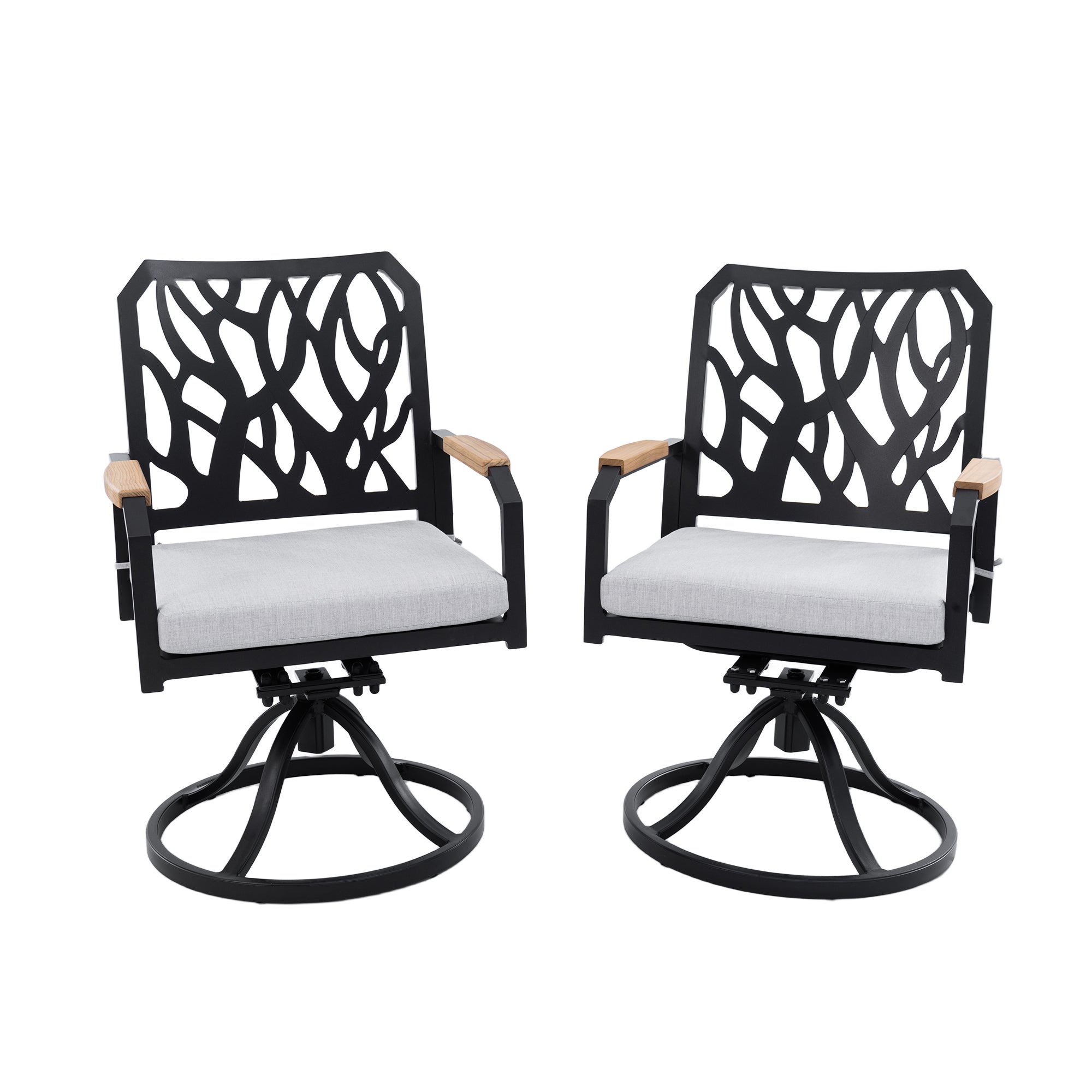Outdoor Patio Aluminum Swivel Rocker with Sunbrella & FSC Wood