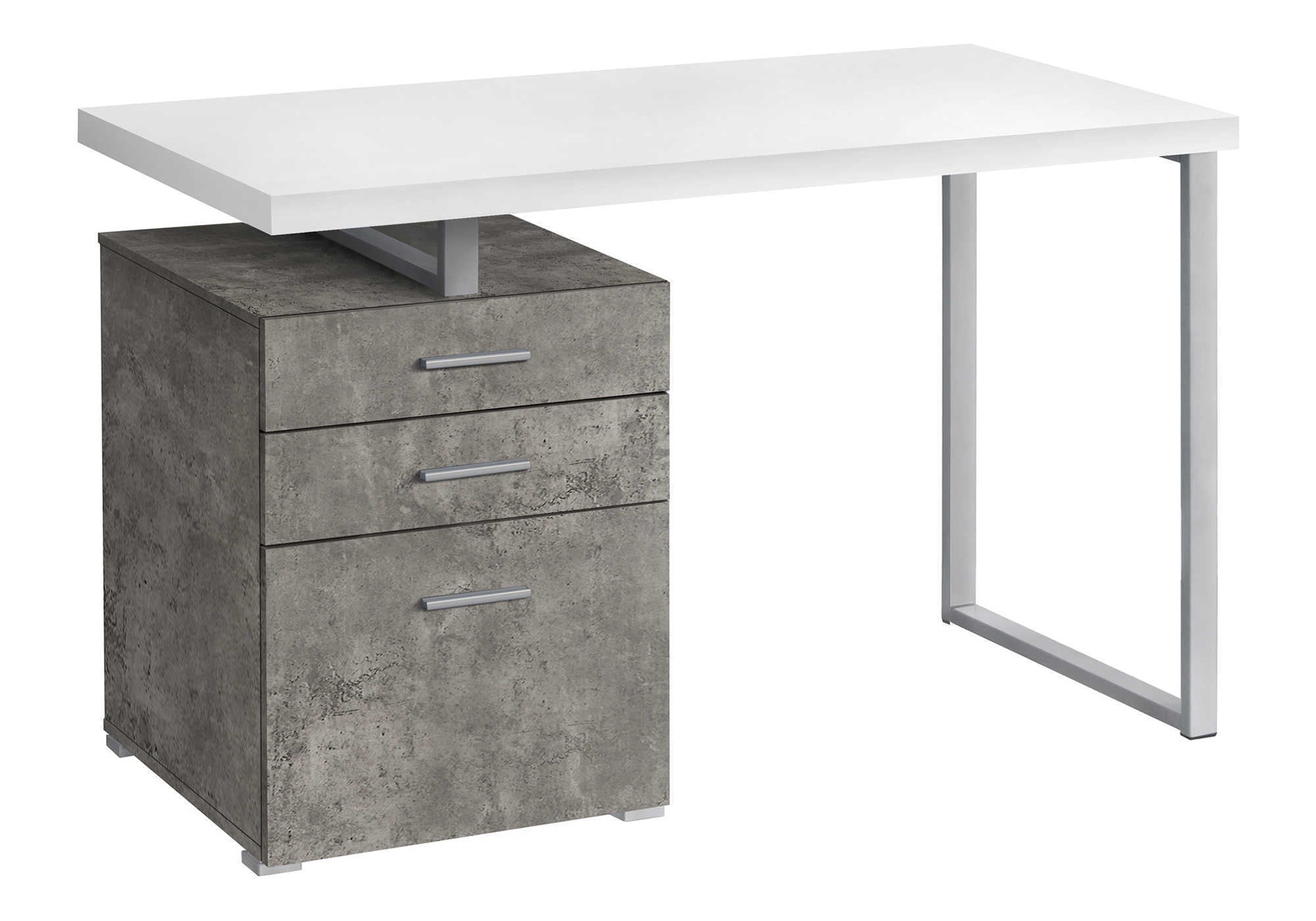 Modern White Computer Desk, 48" w/ Drawers & Left/Right Setup