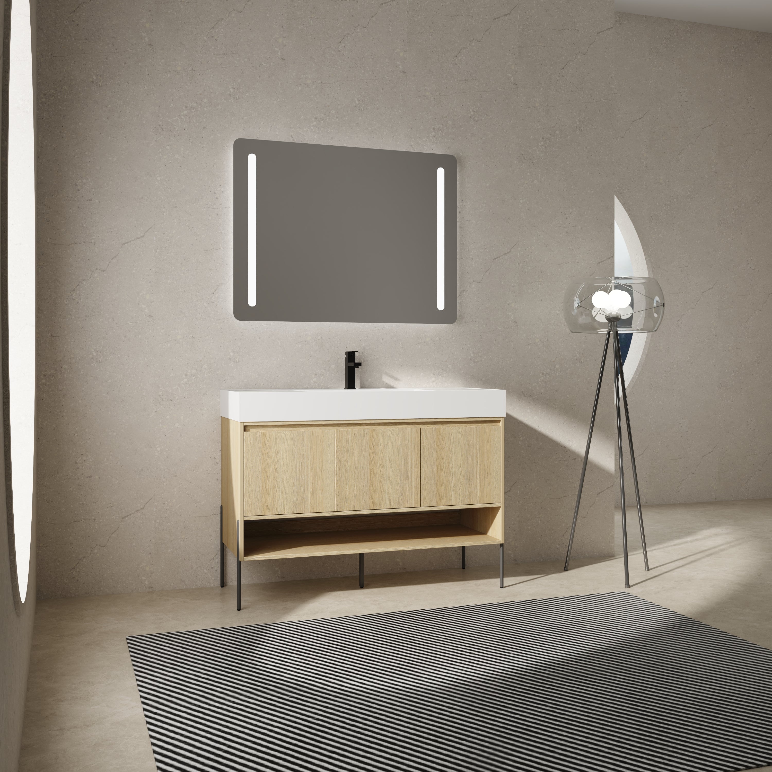 Modern 48" Oak Vanity Combo w/Resin Sink