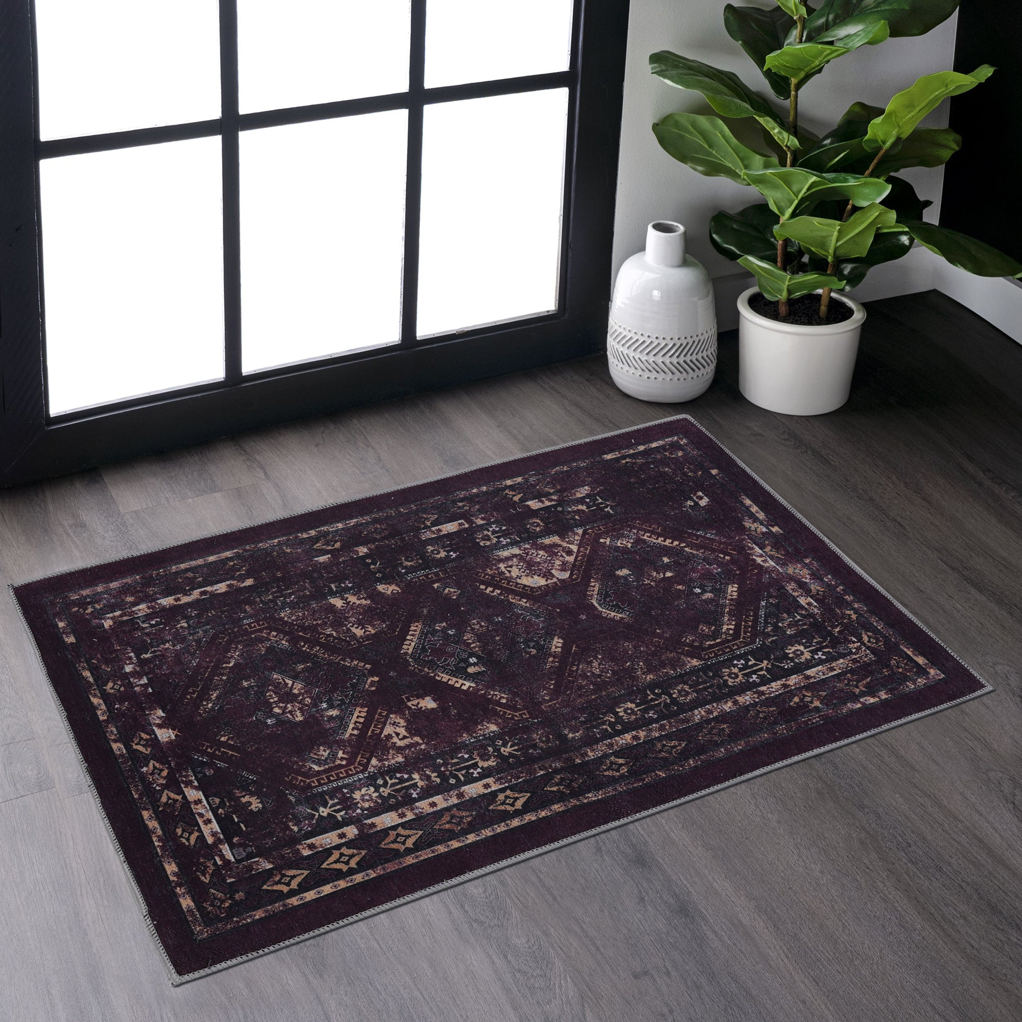 Machine Washable Area Rug, 2x3 ft, Non-Slip
