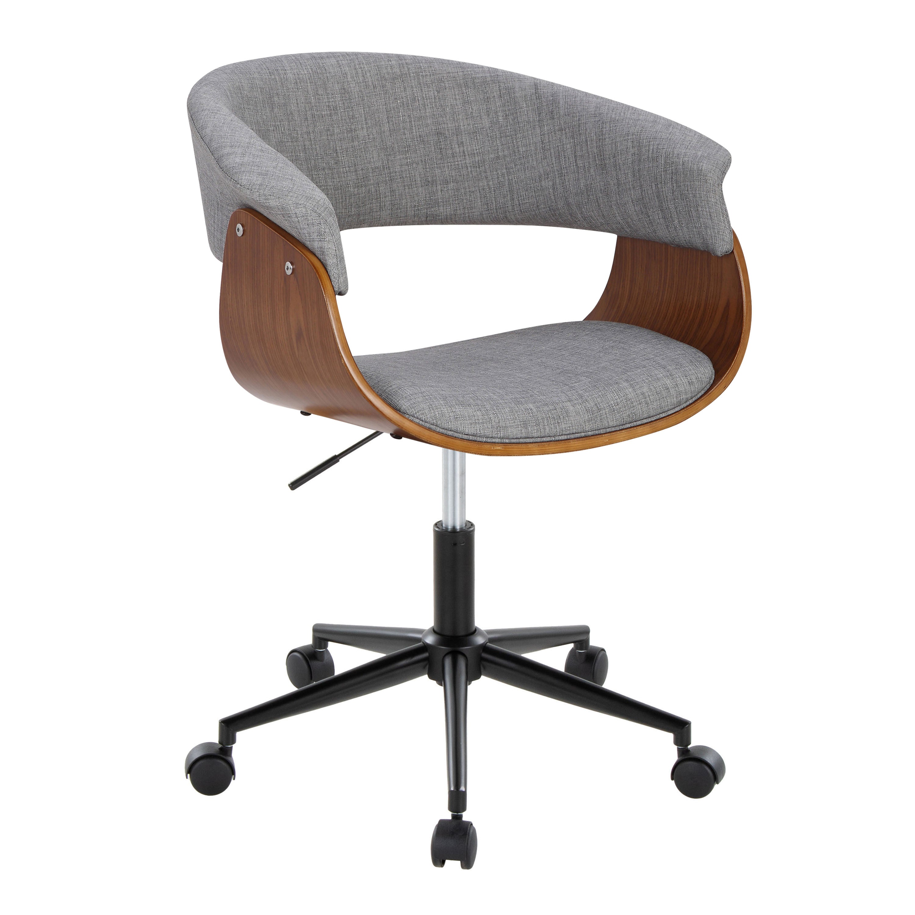 Mid-Century Modern Office Chair, Black Metal & Walnut
