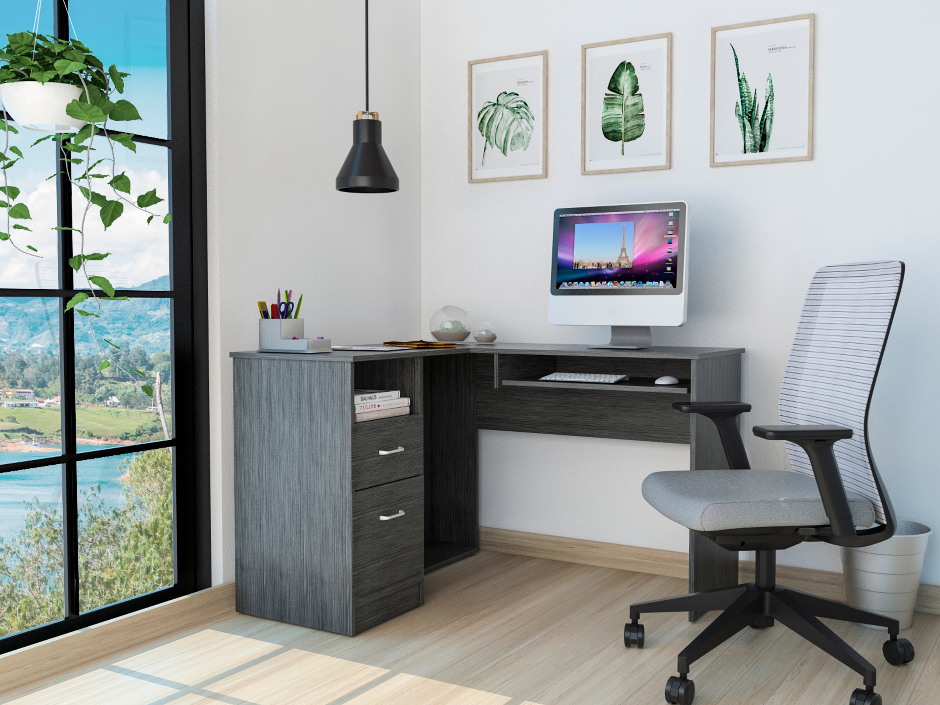 Raleigh L-Shaped Desk w/ Drawers, Shelf & CPU Storage