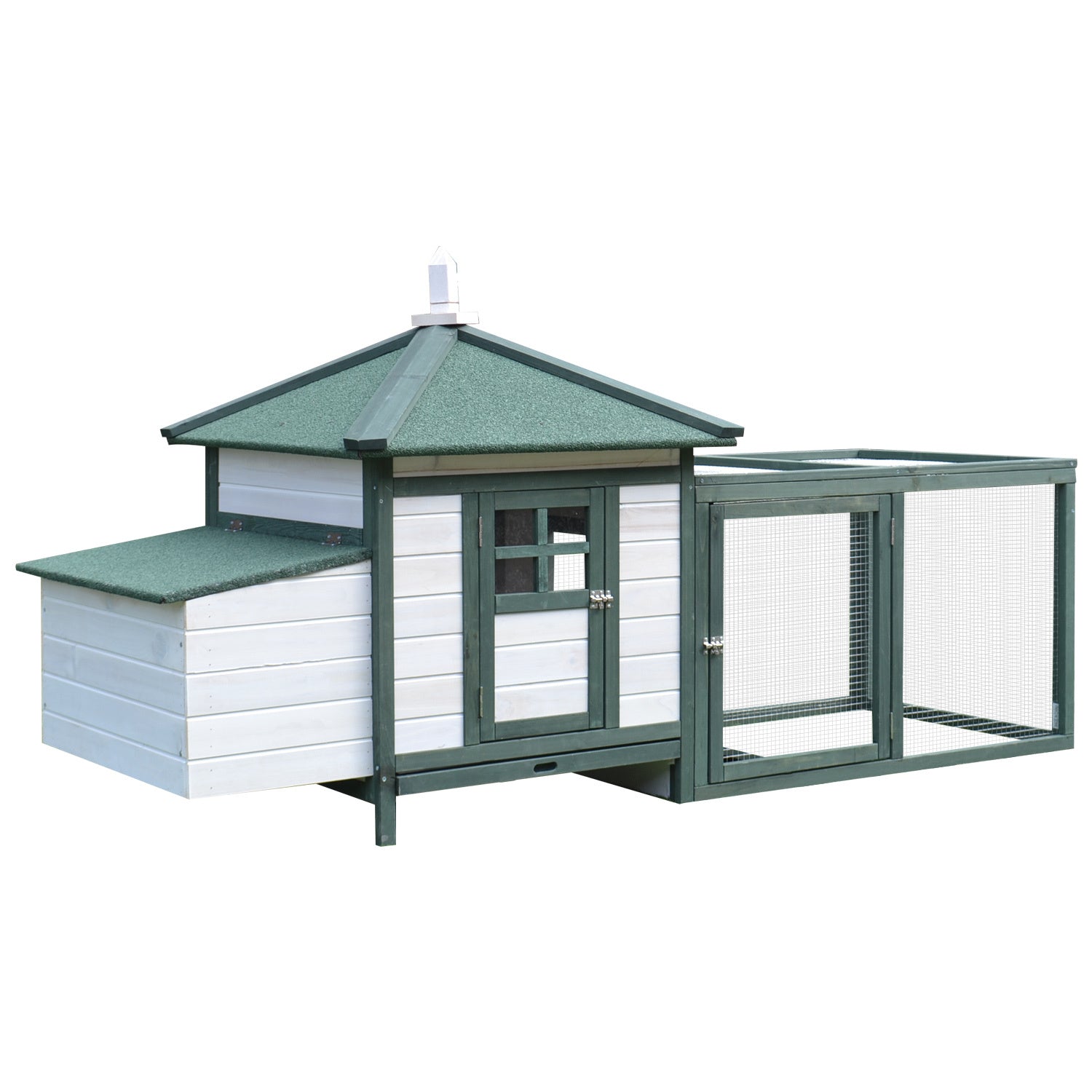 PawHut 77 Wooden Chicken Coop: Run & Nesting Box