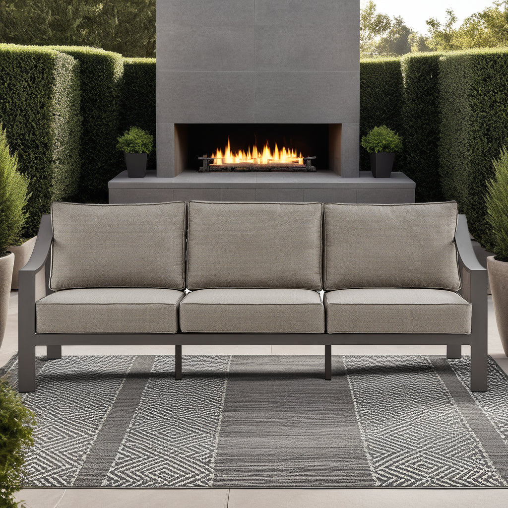 Koda Aluminum Outdoor Sofa Brown | Durable Weatherproof Patio Couch